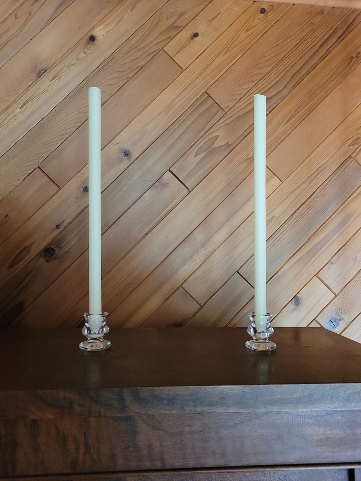 DEYBBY Clear Glass Taper Candle Holders Set of 2 customer photo 2