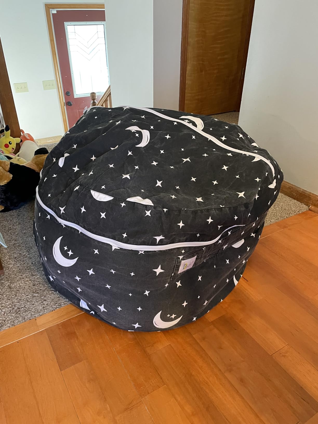 SMART WALLABY Stuffed Animal Storage Bean Bag Chair | 2 Sizes in 1 | 100% Cotton Washable Kids’ Plush Toys Organizer | XL to XXL Expandable Premium Soft Toys Pouf Royal Grey customer photo 1