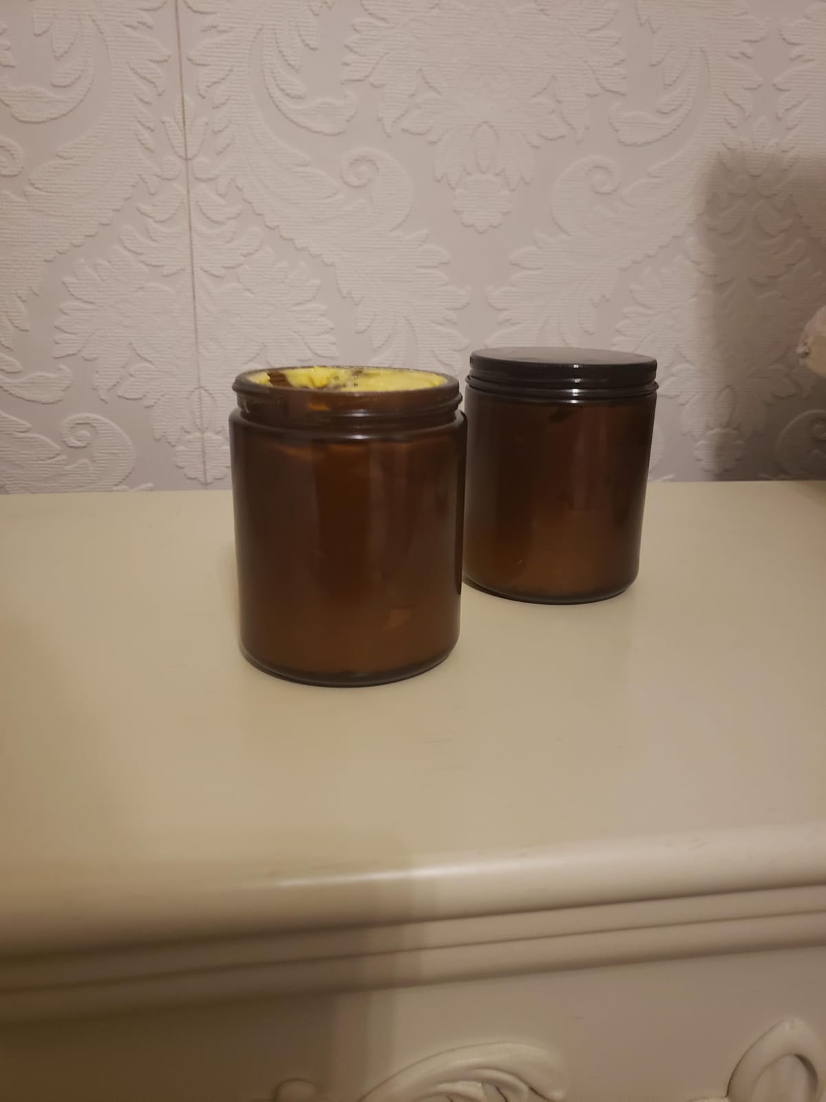 12 Pack, 8 OZ Dark Amber Candle Jars for Making Candle - Thick Glass Jars with 12 Metal & 12 Plastic Lids - Empty Round Food Storage Containers, Canning Jar For Spice, Liquid, Sample - Food Grade customer photo 2