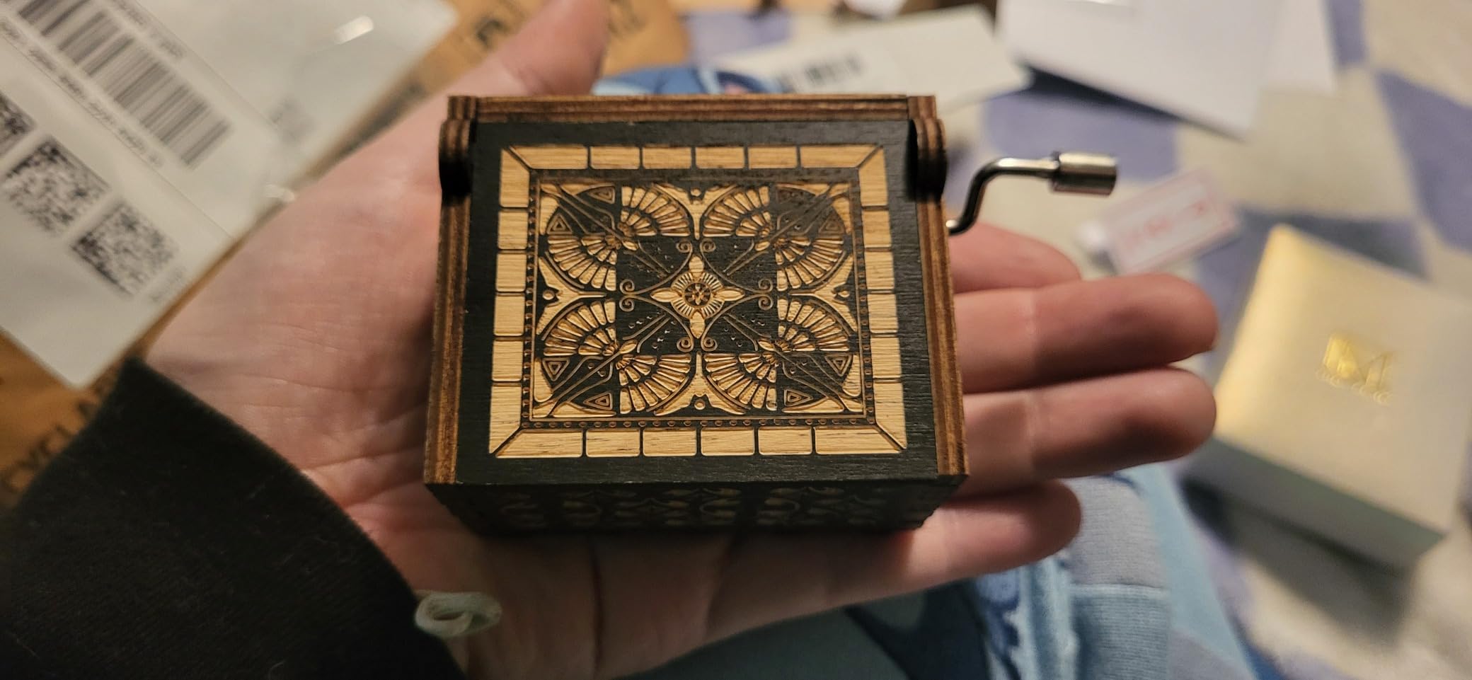 Can't Help Falling in Love Wood Music Box, Antique Engraved Music Boxes customer photo 2