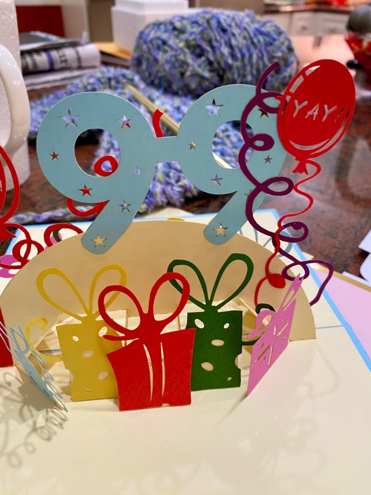 iGifts And Cards 100th Happy Birthday Blue Party Box 3D Pop-Up Card 6