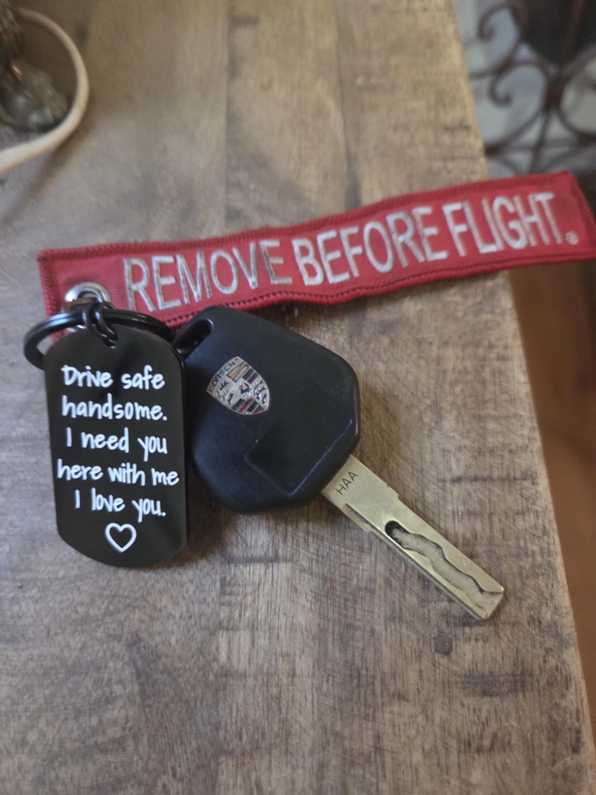 iWenSheng Drive Safe Keychain for Boyfriend Husband - Drive Safe Handsome I Need You Here With Me Keyring, Birthday Valentine’s Day Gifts for Him Men customer photo 2