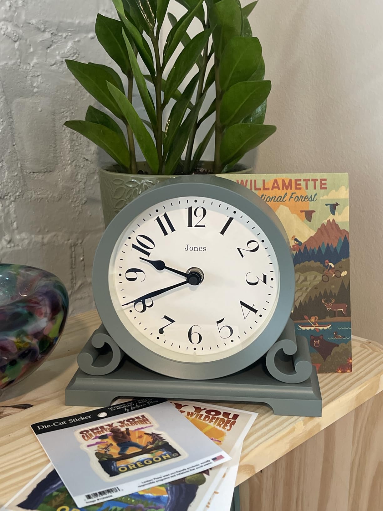 JONES CLOCKS® Saloon Mantel Clock | Small Traditional Double Scroll Design | Green | Contemporary Classic Style for Desk, Table, Shelf or Bedside customer photo 2