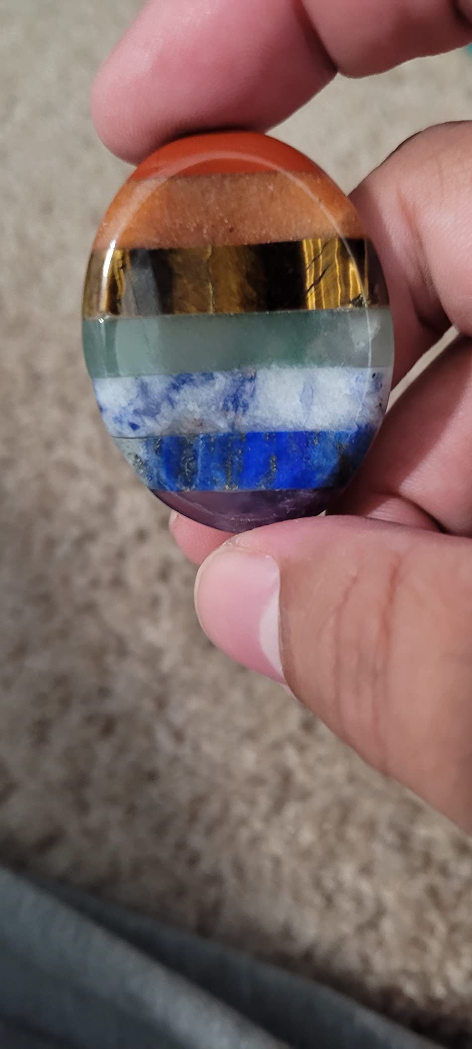 SHARKOOO Thumb Worry Stone for Anxiety, 7 Chakra Crystals Healing Stones, Oval Chakra Worry Stone, Meditation Crystal customer photo 1