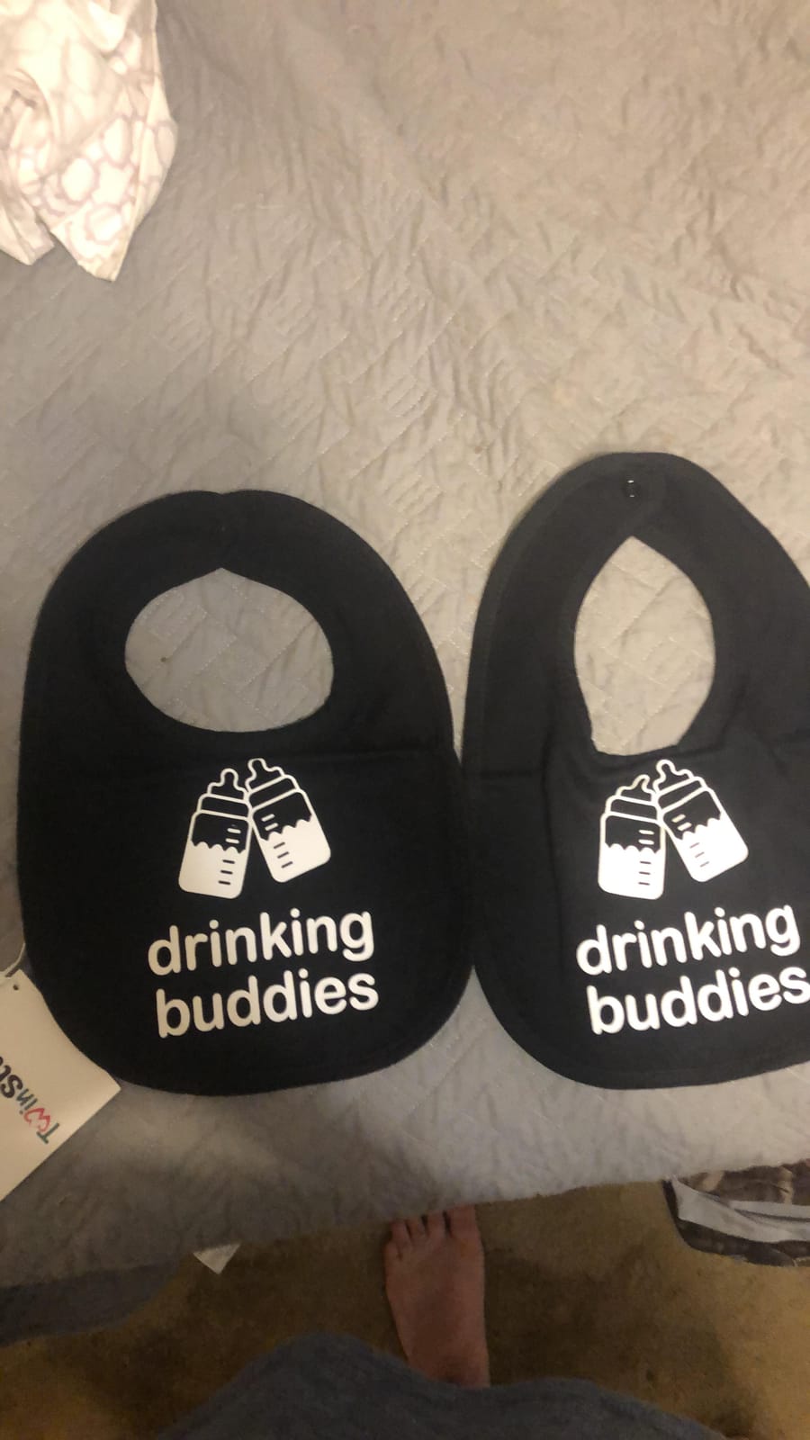 100% Cotton Drinking Buddies Twin Bibs Sets for Babies, Blue customer photo 1