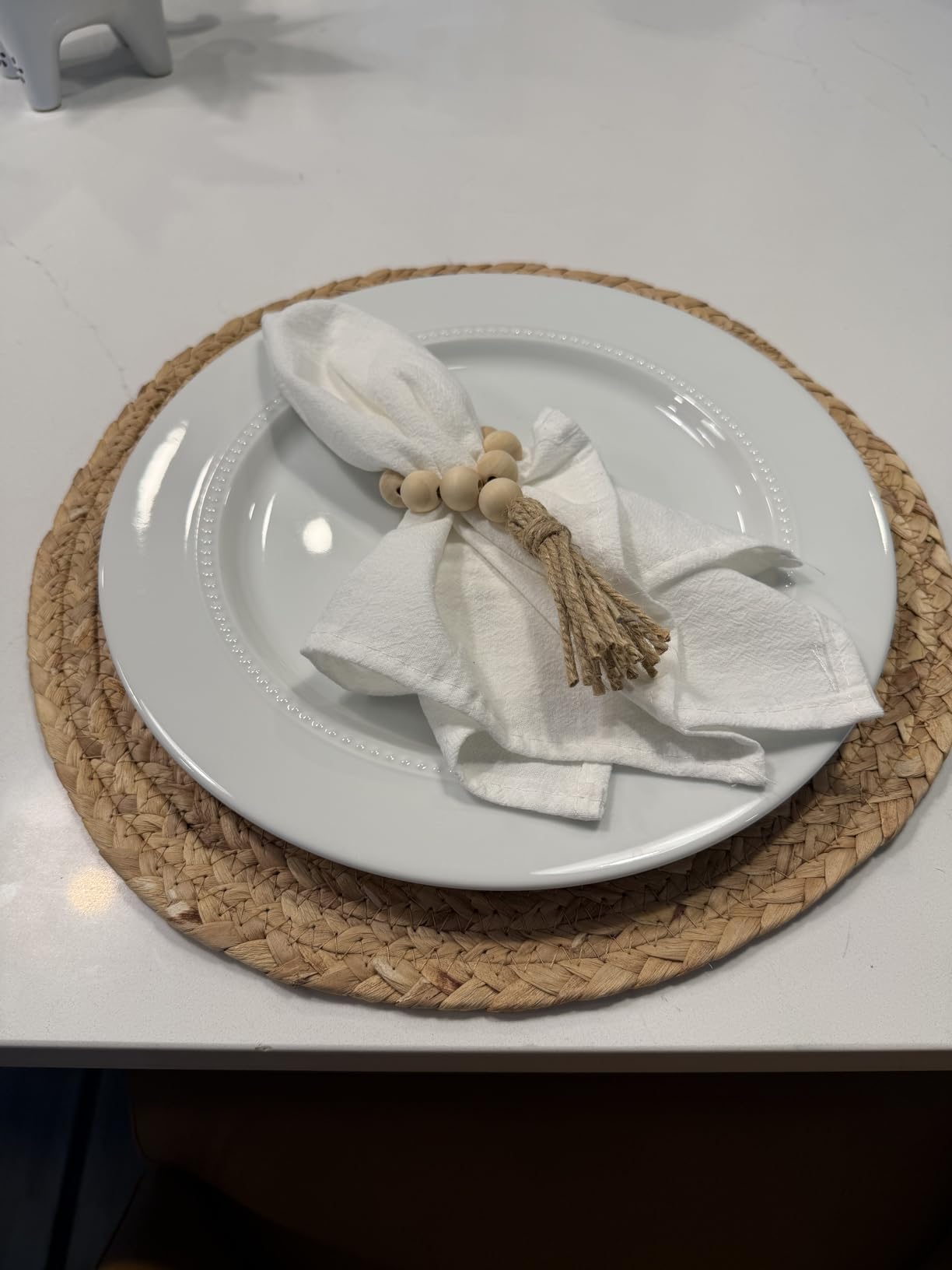 Woven Placemats Round Placemats Set of 6, 13.5 Inch Wicker Placemat Circle Rattan Placemats Farmhouse Boho Braided Natural Water Hyacinth Place Mats for Indoor & Outdoor Table Decor customer photo 1