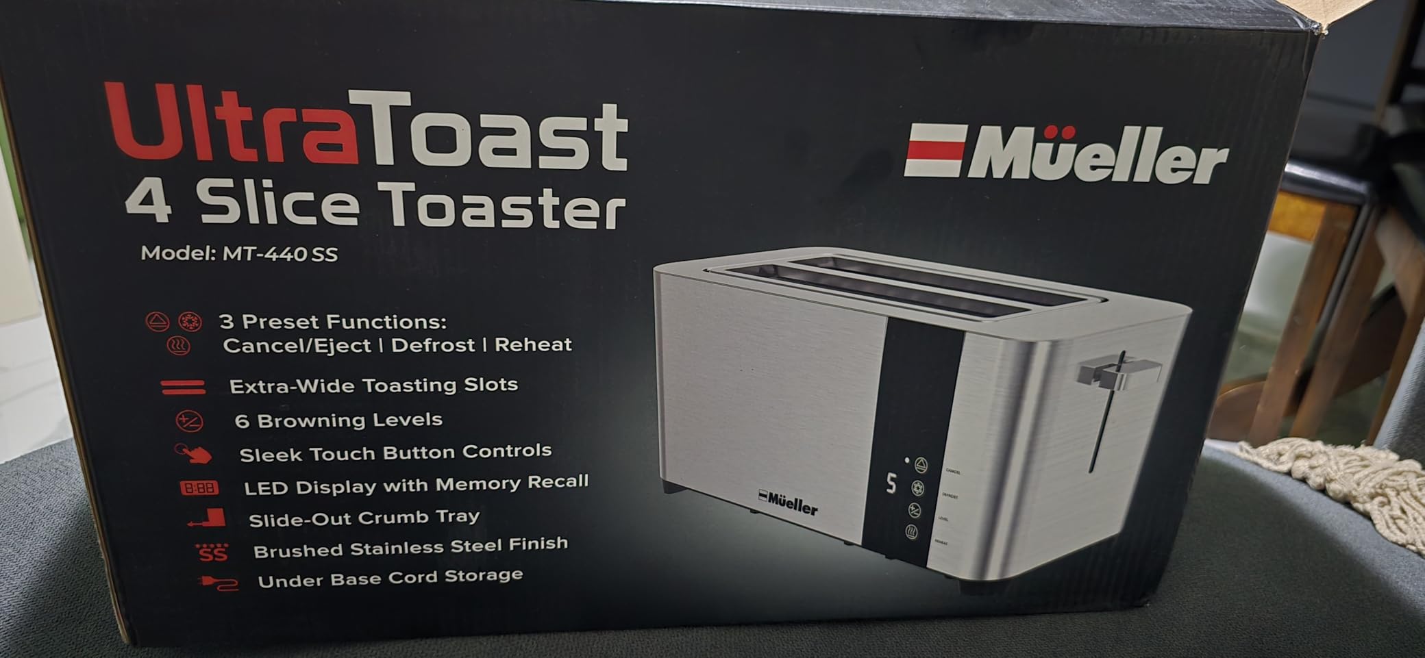 Mueller UltraToast Stainless Steel Toaster 4 Slice – Extra-Wide 1.6