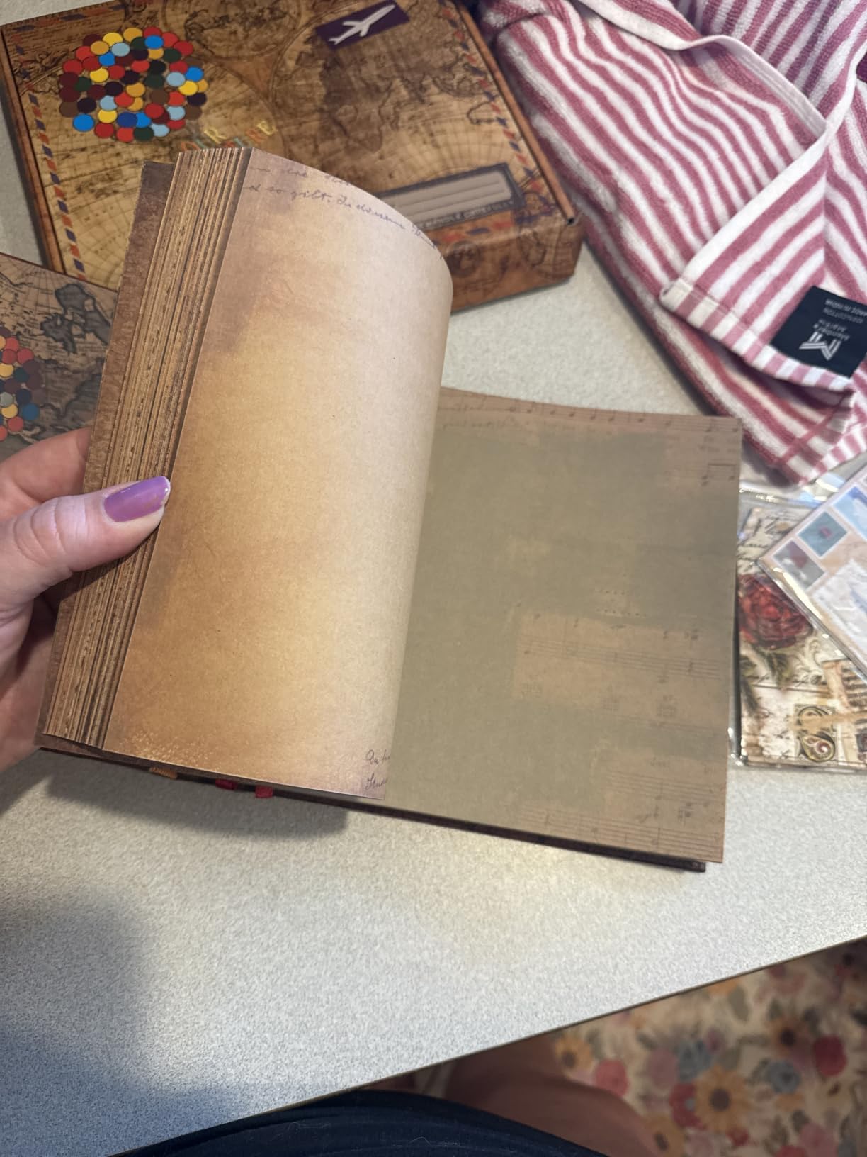 JIMBON Our Adventure Book Scrapbook Photo Album Retro Style Embossed Letter Cover Travel Diary Journal Scrap Book Kit For Couples,Memory Book For Anniversary Wedding customer photo 1