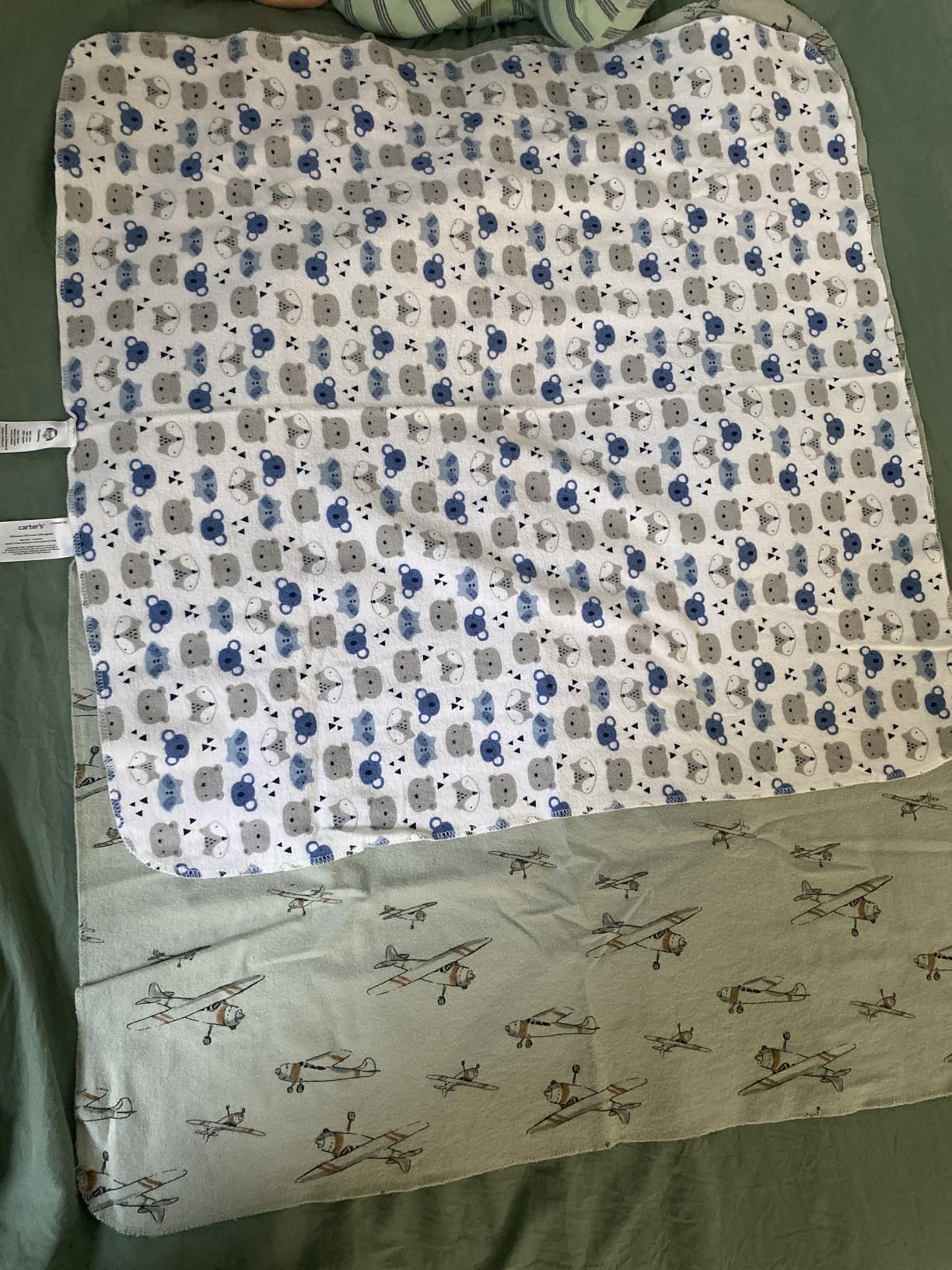 Gerber Boys Newborn Infant Baby Toddler Nursery 100% Cotton Flannel Receiving Swaddle Blanket, Dinosaur Blue, Pack of 5 customer photo 2