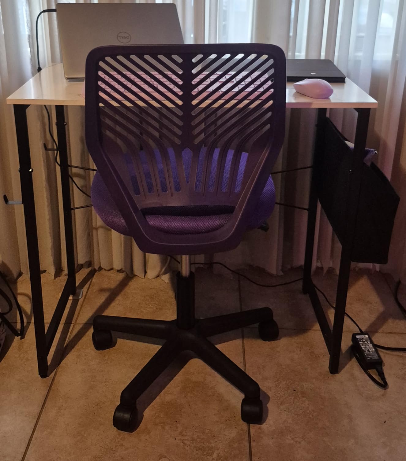 Yaheetech Small Desk Chair, Armless Adjustable Swivel Seat, Turquoise customer photo 1