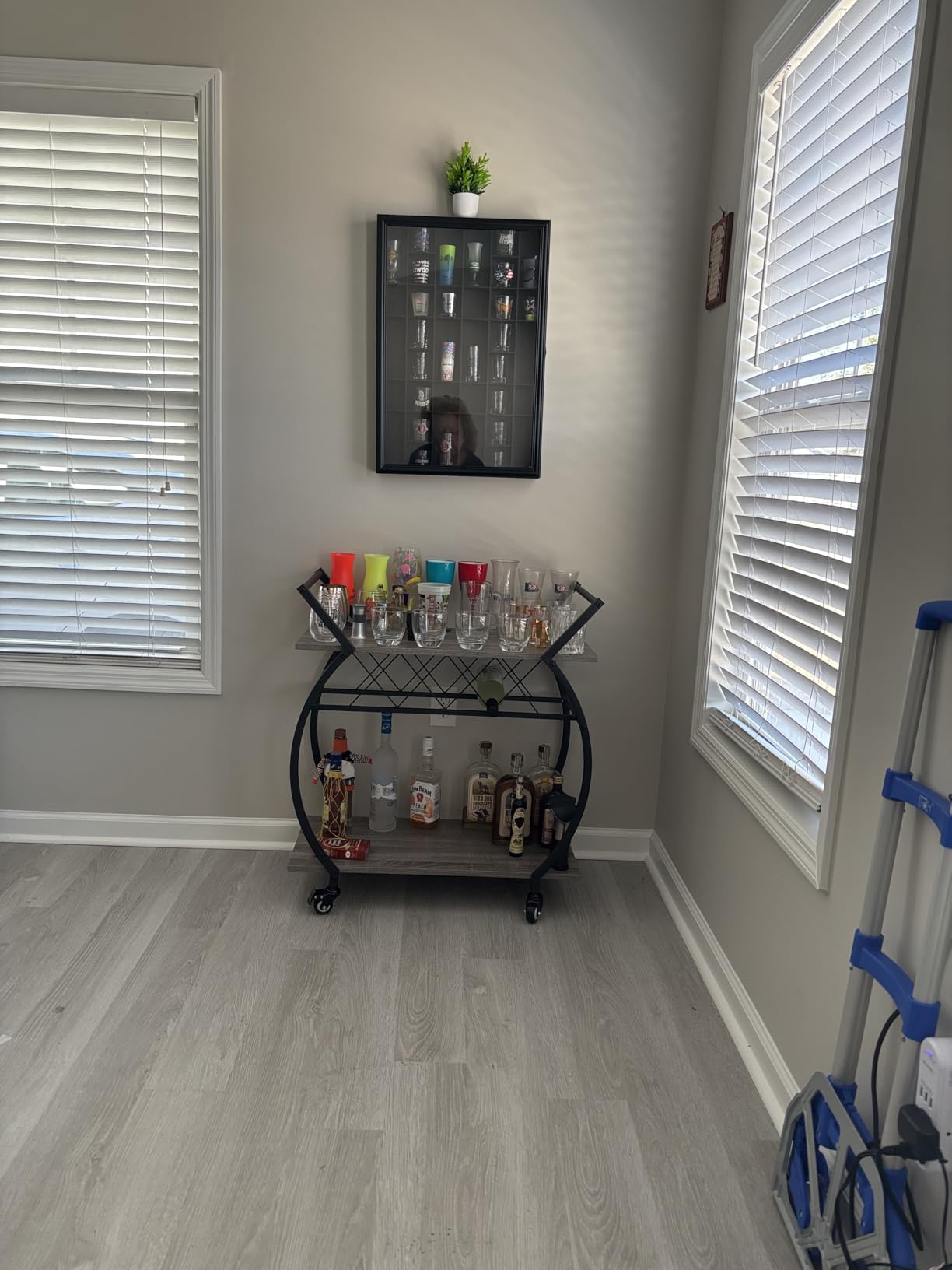 LVB Bar Carts for the Home, Industrial Wine Cart with Storage, Grey Oak customer photo 1