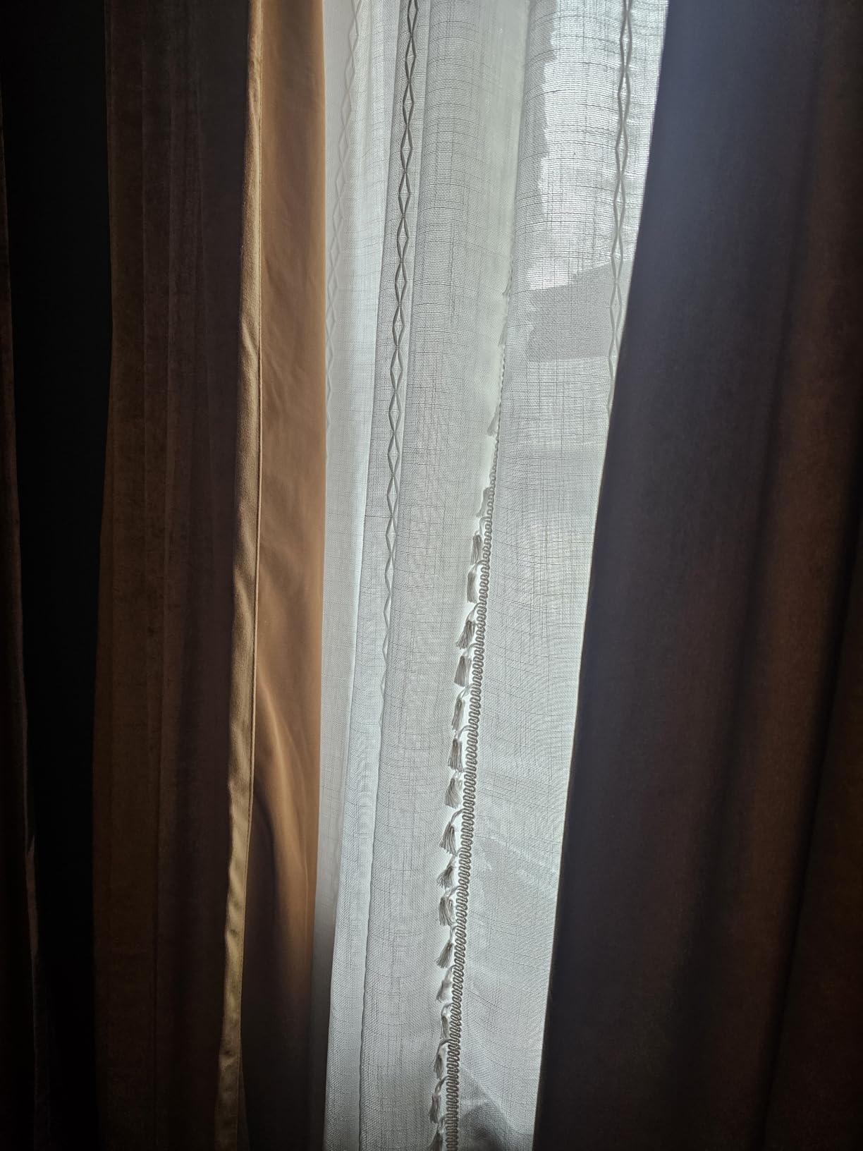 RoomTalks Boho Kitchen Curtains 36 Inch Length French Striped Farmhouse Vintage Chic Cottage Tassel Short Cafe Curtains for Small Window Kitchen Bathroom Bohemian Decor (36’’L x 24’’W, Blue) customer photo 1