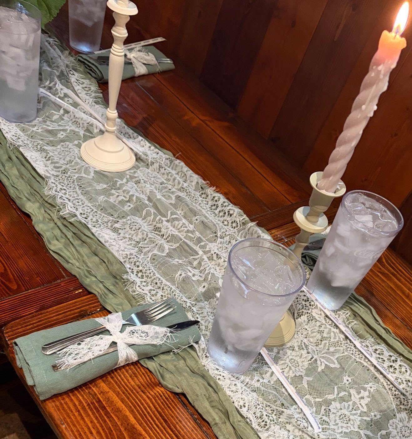 3 Pcs White Lace Table Runner 14 x 120 Inch Embroidered Boho Table Runner for Wedding Party Bridal Shower Decorations Vintage Rustic Table Runners customer photo 1