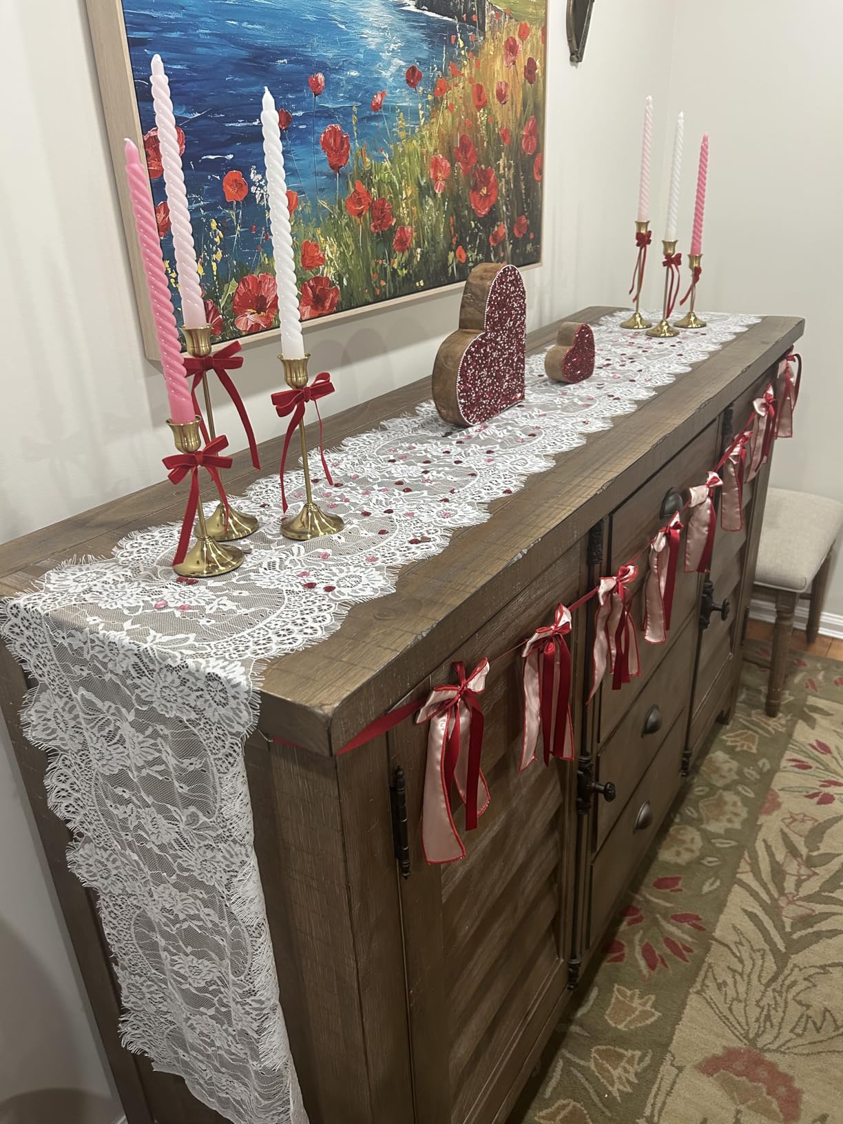 3 Pcs White Lace Table Runner 14 x 120 Inch Embroidered Boho Table Runner for Wedding Party Bridal Shower Decorations Vintage Rustic Table Runners customer photo 2