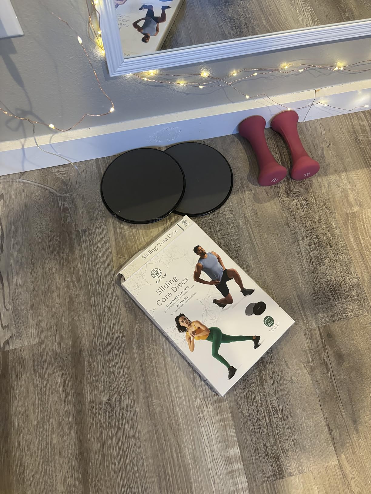Gaiam Core Sliding Discs - Dual Sided Workout Sliders for Carpet & Hardwood Floor - Home Ab Pads Exercise Equipment Fitness Sliders for Women and Men customer photo 1