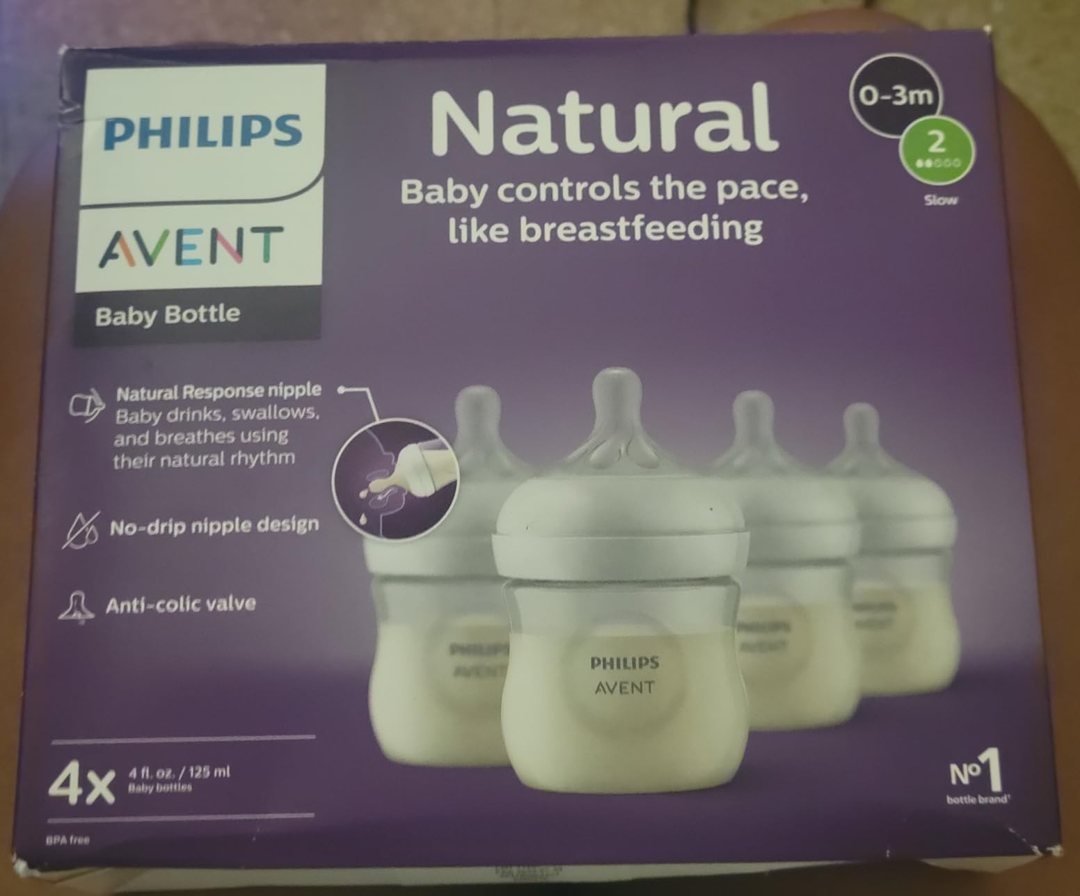 Philips Avent Natural Baby Bottles, Slow Flow, 4 oz, BPA-Free, 4-Pack customer photo 2