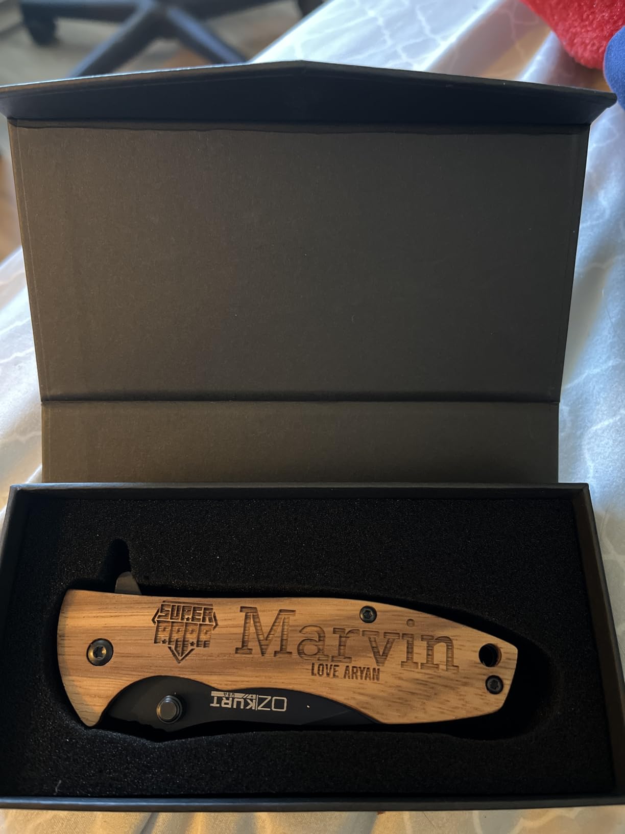 Gifts for Men, Personalized Engraved Oak Wood Pocket Knife - 36 Icons, 20 Stylish Font - Custom Pocket Knives customer photo 2