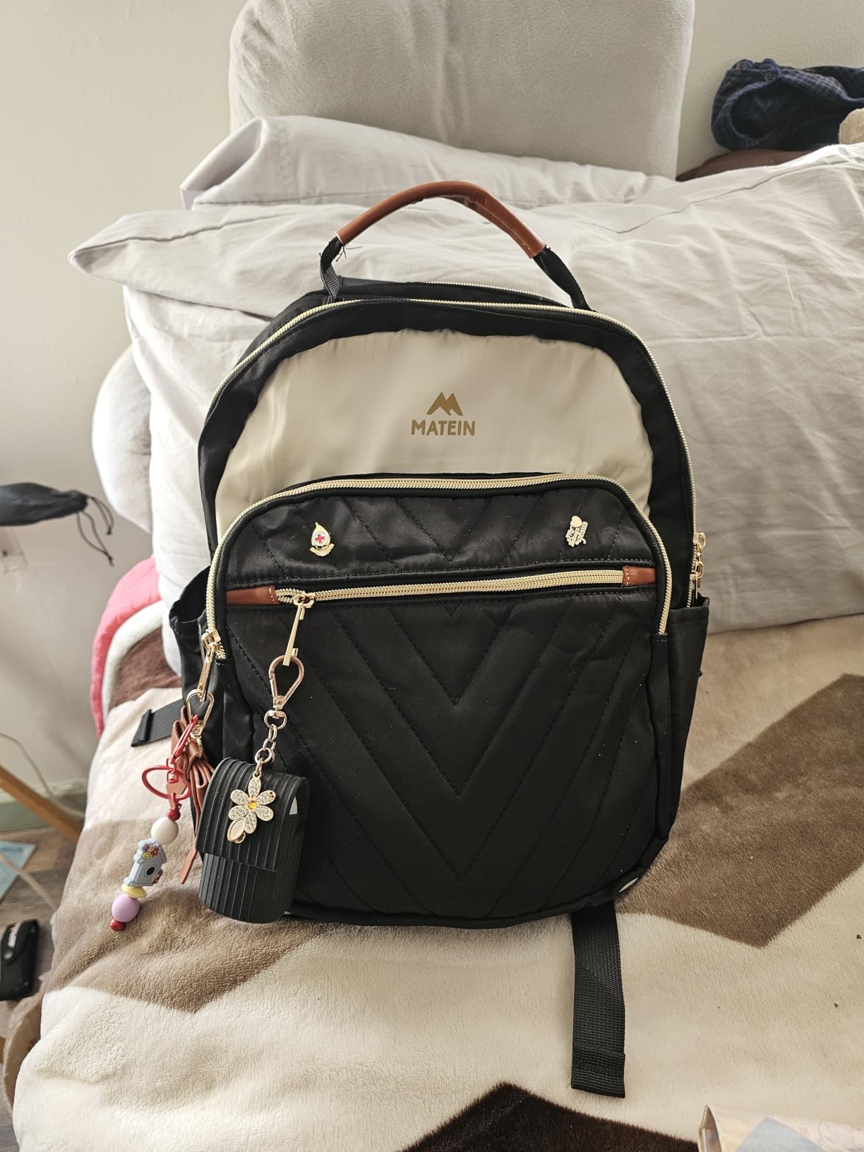 MATEIN Mini Backpack for Women, Stylish Daypack Purse, 2pcs Sets, Black customer photo 2