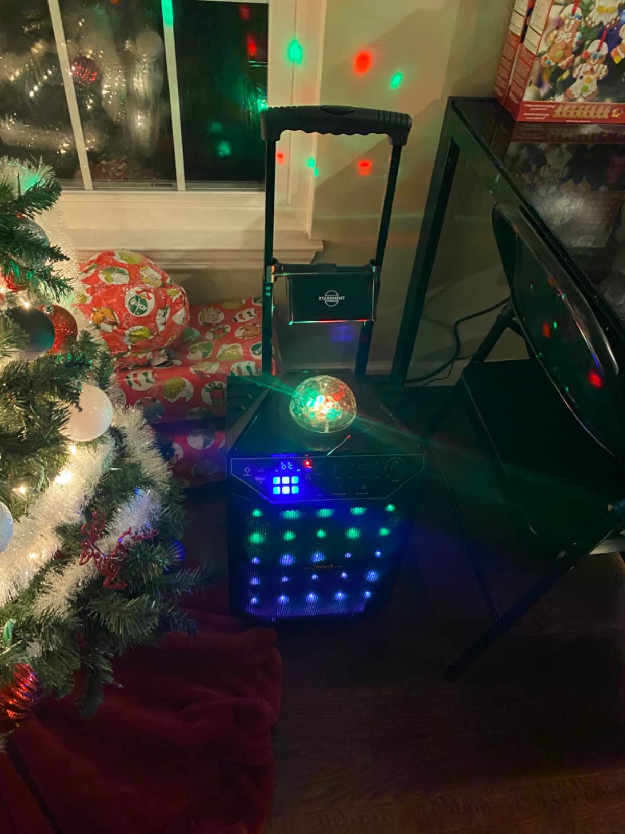 Starument Portable Karaoke Machine for Adults & Kids Complete Karaoke System Includes Bluetooth Speakers on Wheels, 2 Bluetooth Microphones, Disco Ball, LED Speaker Light, Cell Phone Stand & USB Aux customer photo 1