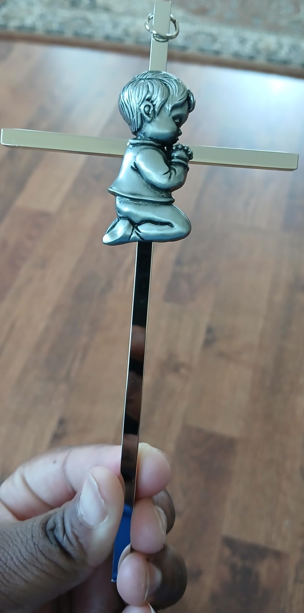 Tryuunion Baby Wall Cross Baptism Gifts for Boys, 7-inch Silver Blessing Boy Baptism Crosses for First Holy Communion Christening and Dedication Baptismal Gifts from Godparents customer photo 2