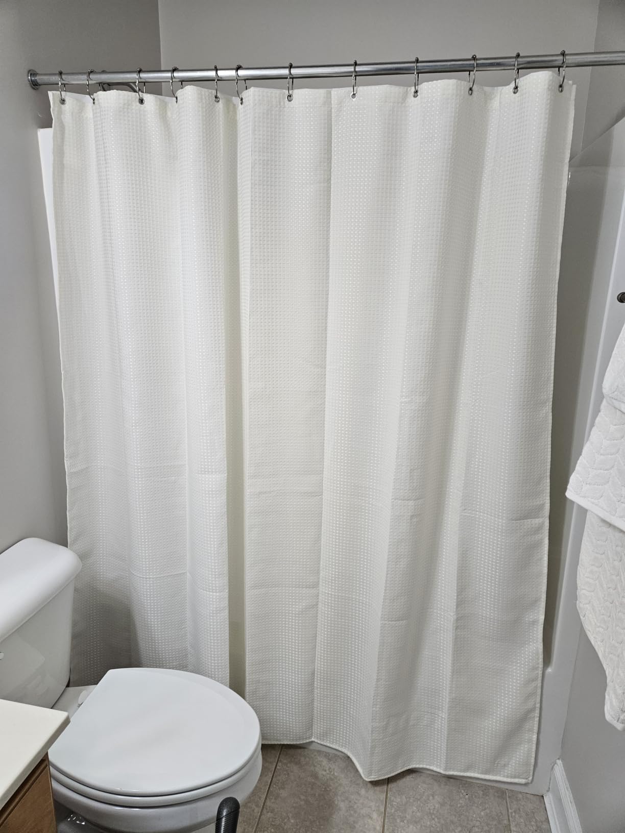 Dynamene Waffle Shower Curtain 256 GSM Heavy Duty Fabric 72x72 Cream/Ivory customer photo 1