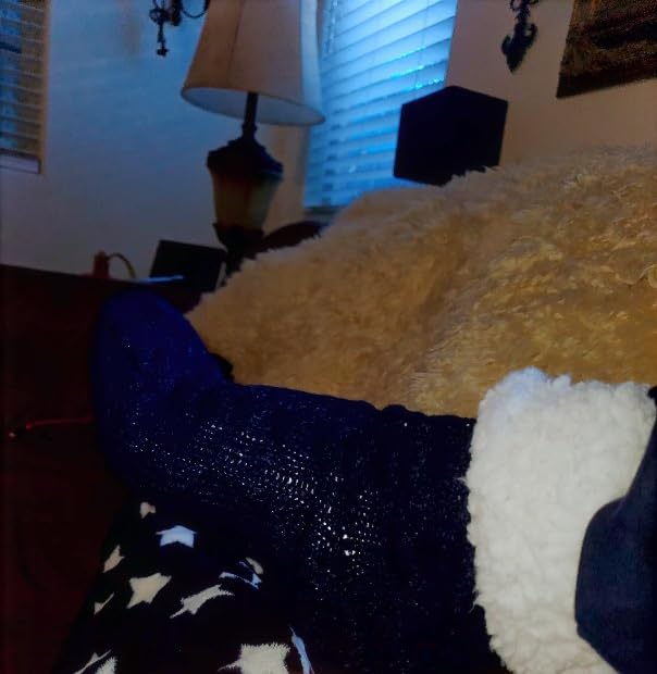 SDBING Fuzzy Slipper Socks for Women with Grips, Cozy Warm Fleece Lined customer photo 2