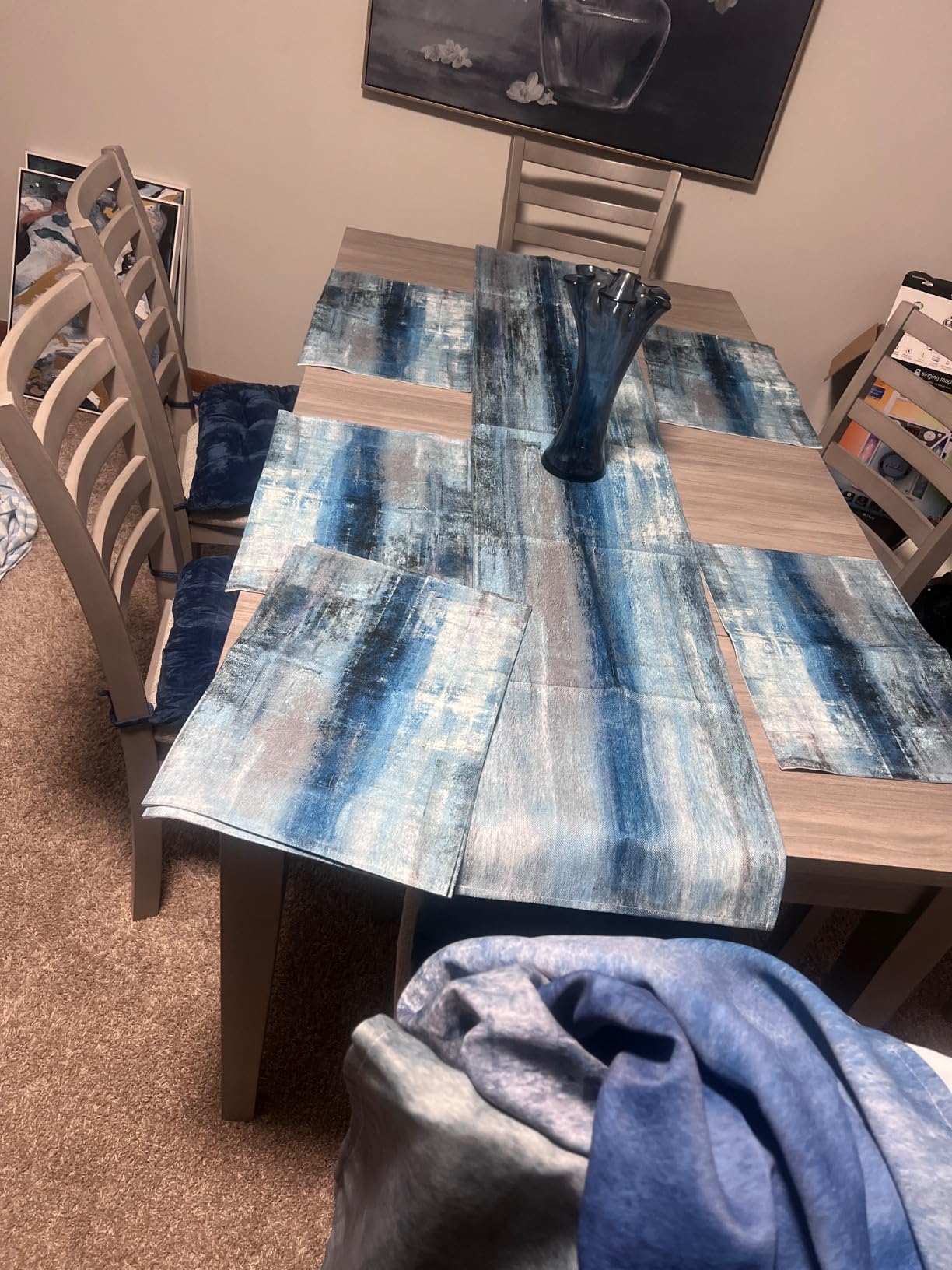 Mcalk Brown Table Runner and Placemats Set of 6 Pieces, Beige Placemats Modern Art,Abstract Art Cloth Place Mats Indoor for Kitchen,Washable Placemats Linen Material for Dining Table customer photo 1