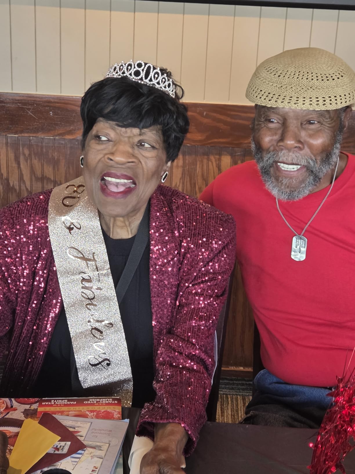 CIEHER 40th Birthday Crown + Sash + Pearl Pin Set for Women, Tiara, Gifts for Friends, Party Decorations & Favors customer photo 2