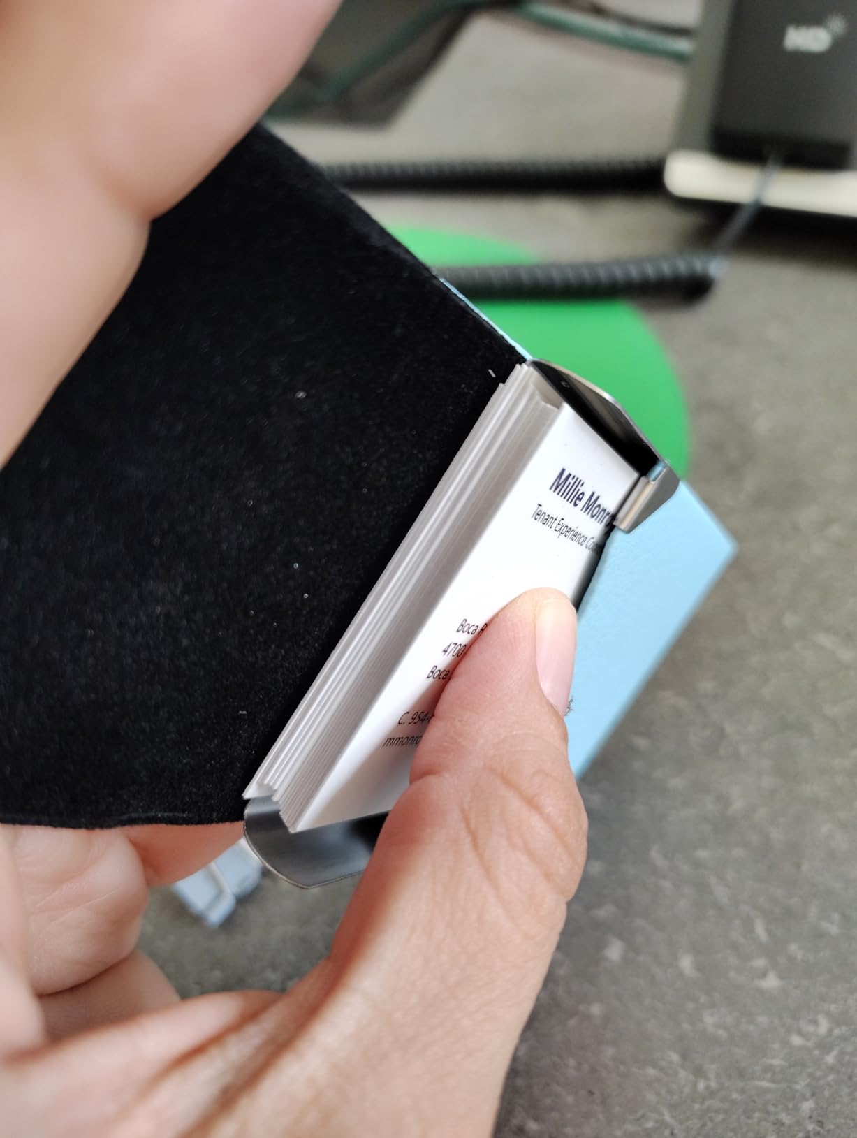 MaxGear Business Card Holder, PU Leather Business Card Case, Black Carbon customer photo 2