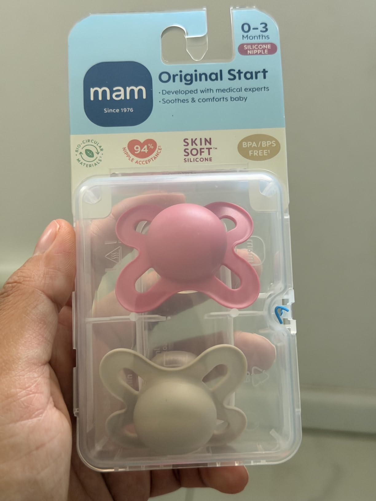 MAM Original Start Baby Pacifiers 0-3 Mths Skin Soft Silicone, 2 Pack customer photo 1