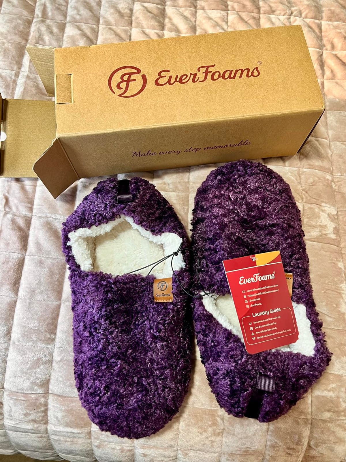 EverFoams Women’s Soft Curly Slippers Memory Foam Lightweight House Shoes customer photo 2