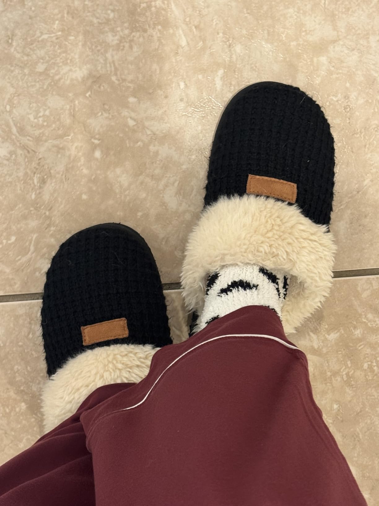 Fuzzy Memory Foam Slippers for Women Indoor Outdoor House Shoes | Fluffy Plush Lining, Non-slip Hard Sole, Faux Suede, Cozy and Warm, Cushioned, Slip On, Winter, Style, Machine Washable customer photo 2