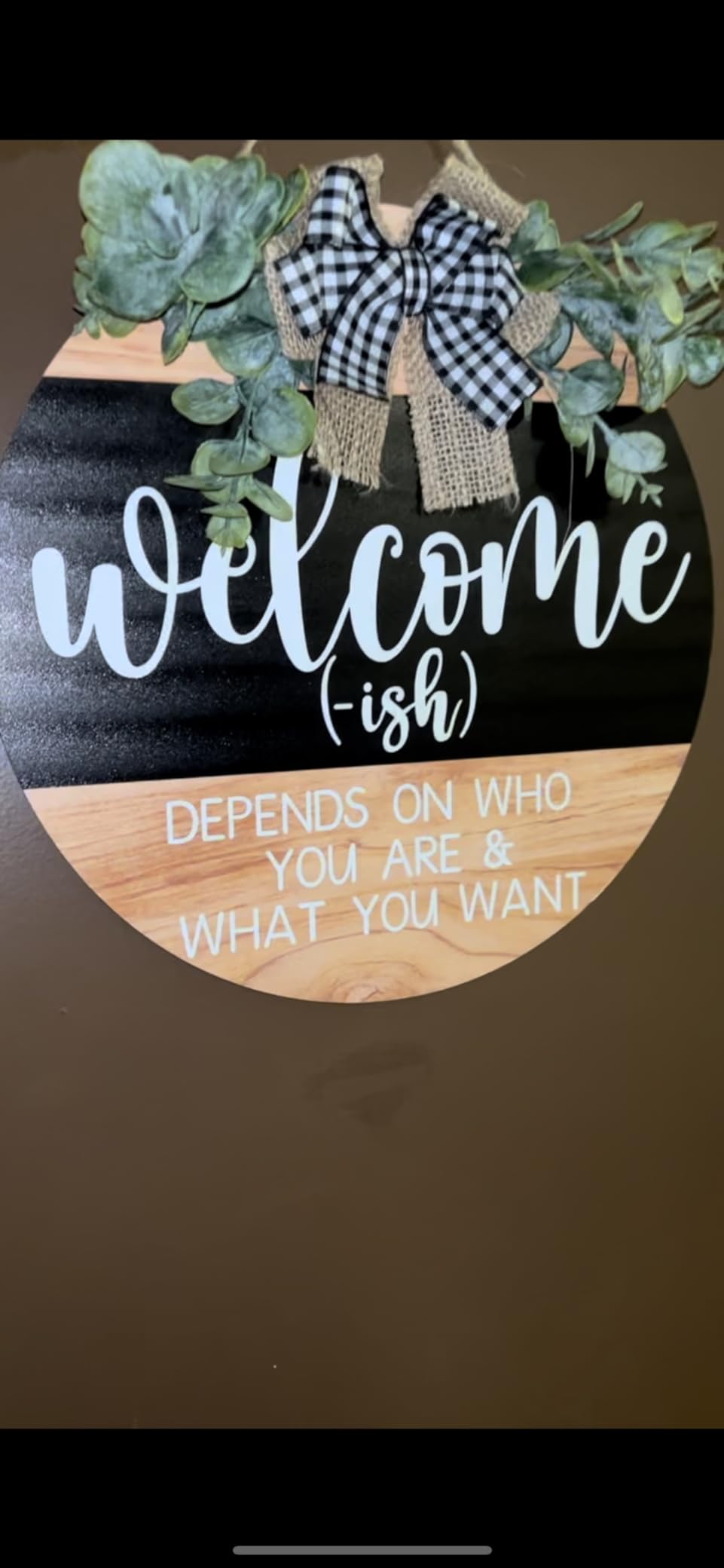 Welcome Sign Front for Door Decoration, 12 in Round Wood Wreaths Wall Hanging Outdoor, Farmhouse, Porch, for Spring Summer Fall All Seasons Holiday Christmas customer photo 1