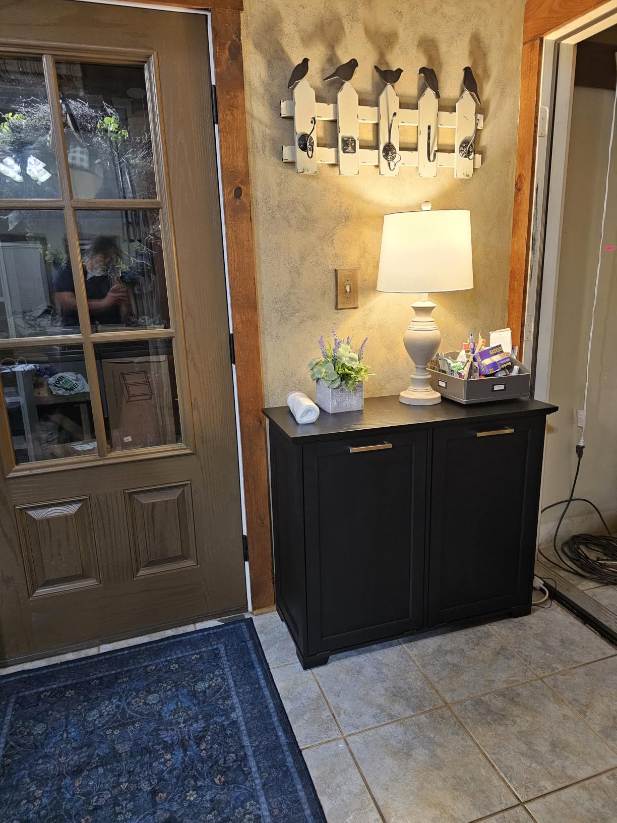 OLD CAPTAIN Tilt-Out Laundry Sorter Cabinet/Wooden Tilt Out Trash Cabinet, with Negative ion and deodorizing Function to Ensure The Cleanliness of The Kitchen Trash can(White) customer photo 1