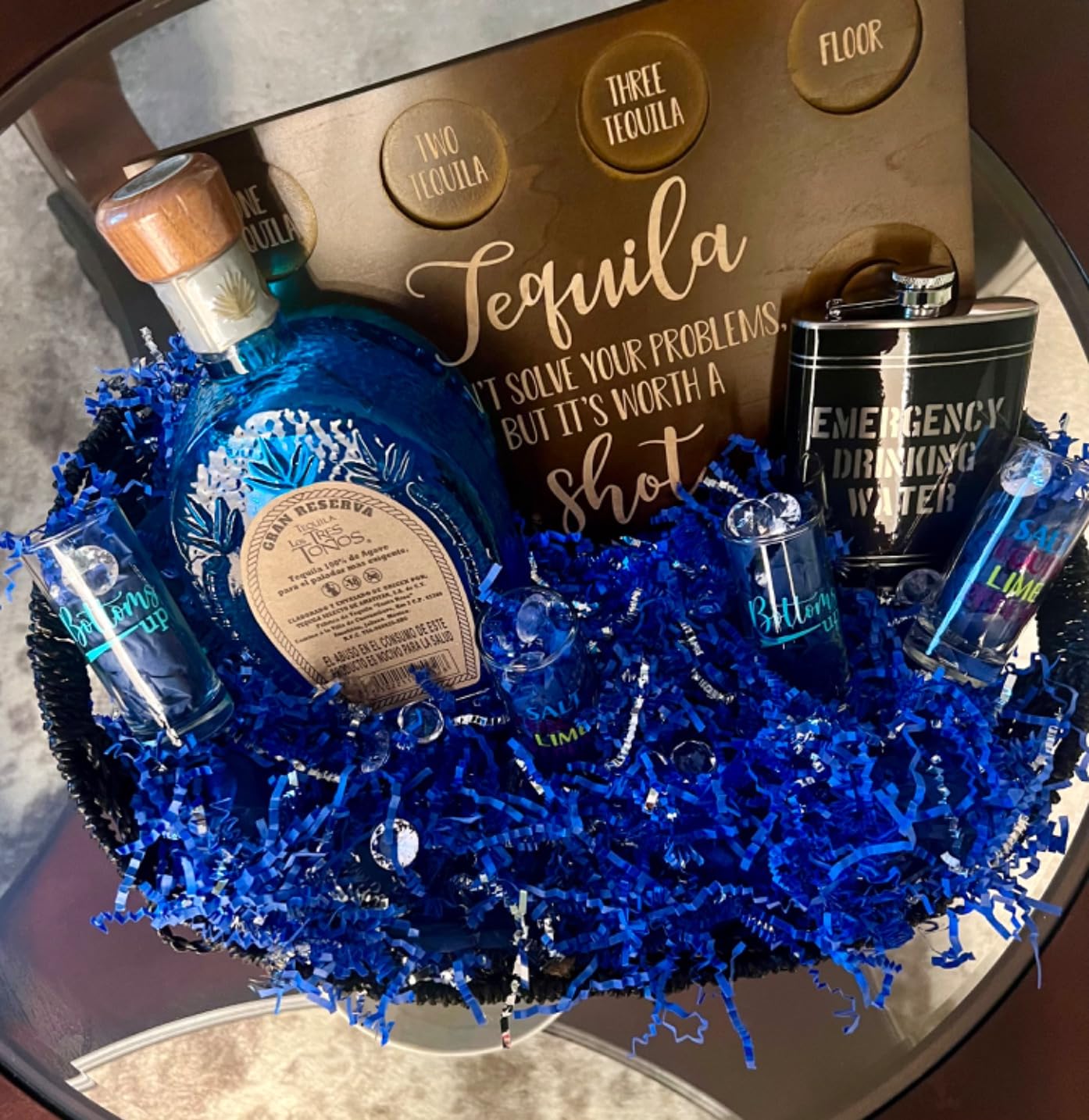 Huray Rayho Tequila Shot Board Wooden Serving Tray (Walnut-Colored) customer photo 2