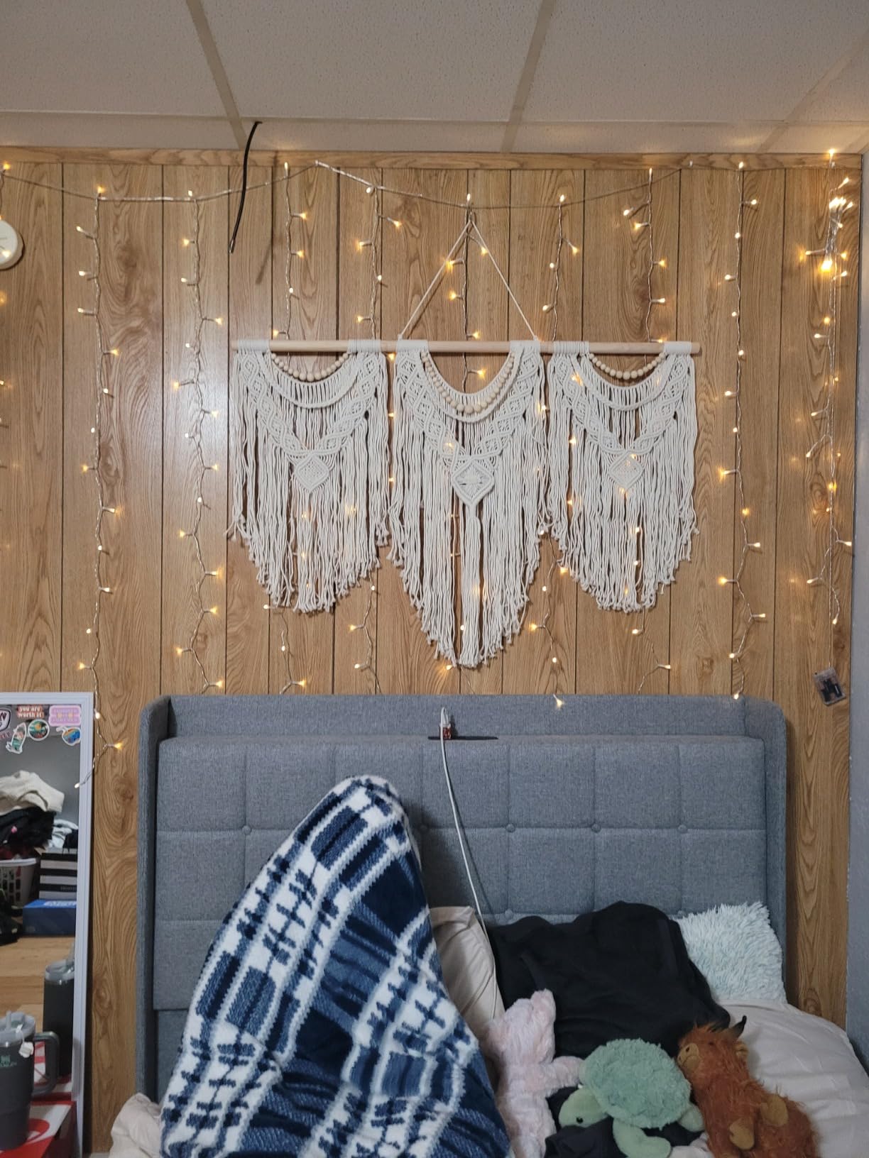 guzhiou large macrame wall hanging - Boho Tapestry Macrame Wall Decor Art- Chic Bohemian Handmade Woven Tapestry Home Decoration for Bedroom Living Room Apartment Wedding Party - 43