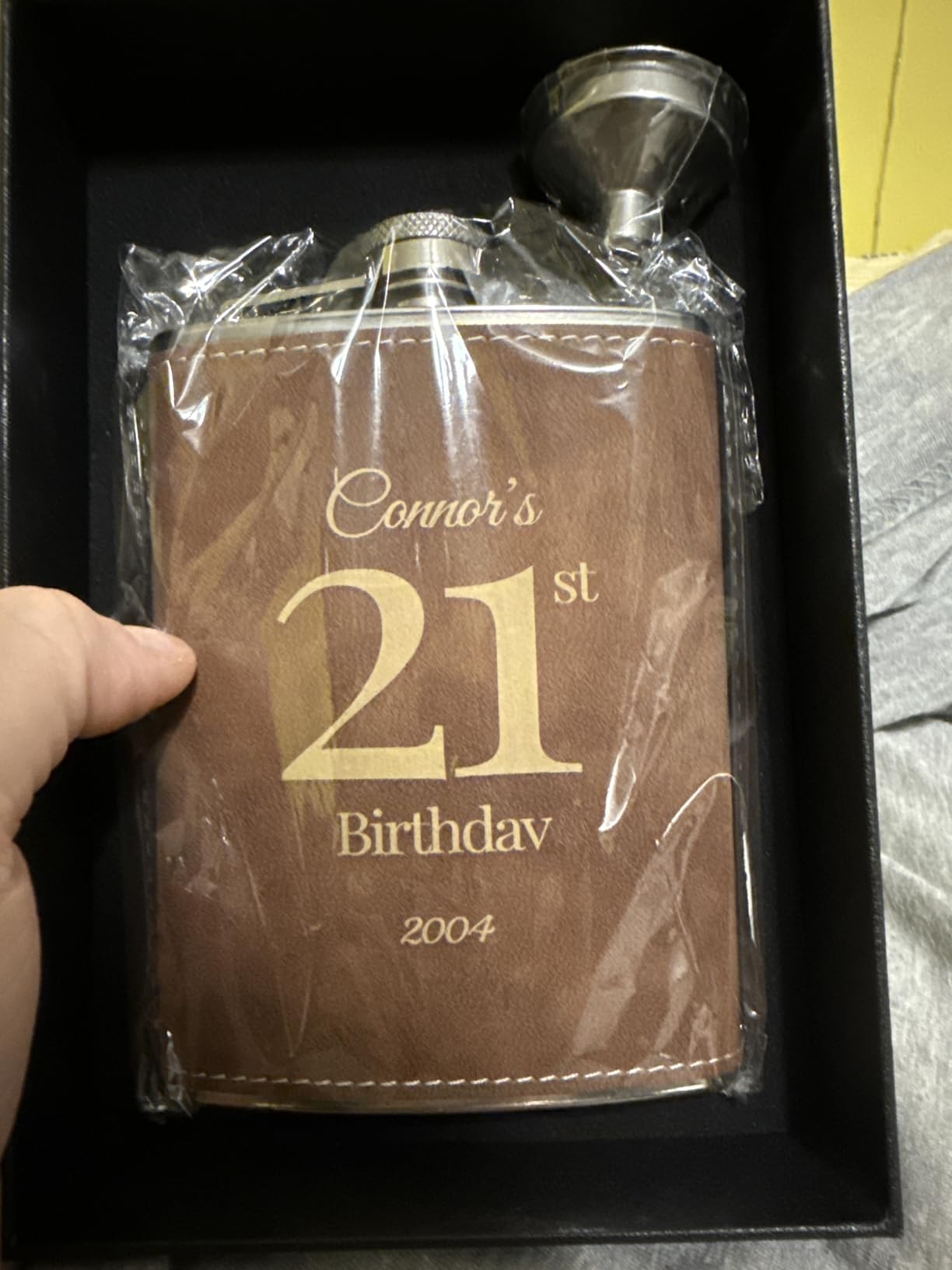 Personalized Flask Gift Set for Men, 8 oz 304 Stainless Steel Engraved Hip Flasks with Name, Custom Flask for Wedding Groomsmen Gifts (Brown) customer photo 2