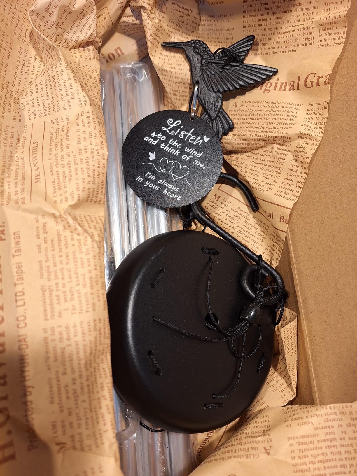 Memorial Wind Chimes with Hummingbird,Sympathy Gifts for Loss of Loved One,Windchimes in memory of a loved one prime,Condolences Remembrance Bereavement Funeral gift customer photo 1
