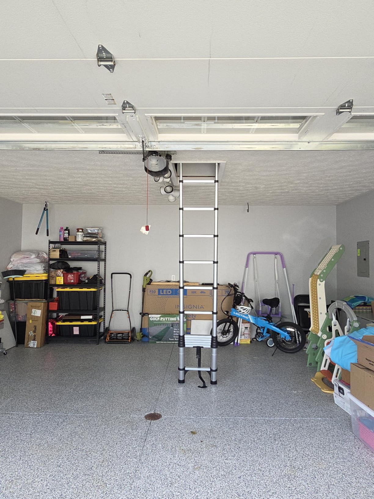 SocTone 12.5FT Telescoping Ladder with Stabilizers, Extension ladder | Heavy Duty 330lbs Max Capacity, Multi-Purpose Collapsible Telescopic Rv Ladder for Household or Outdoor Work