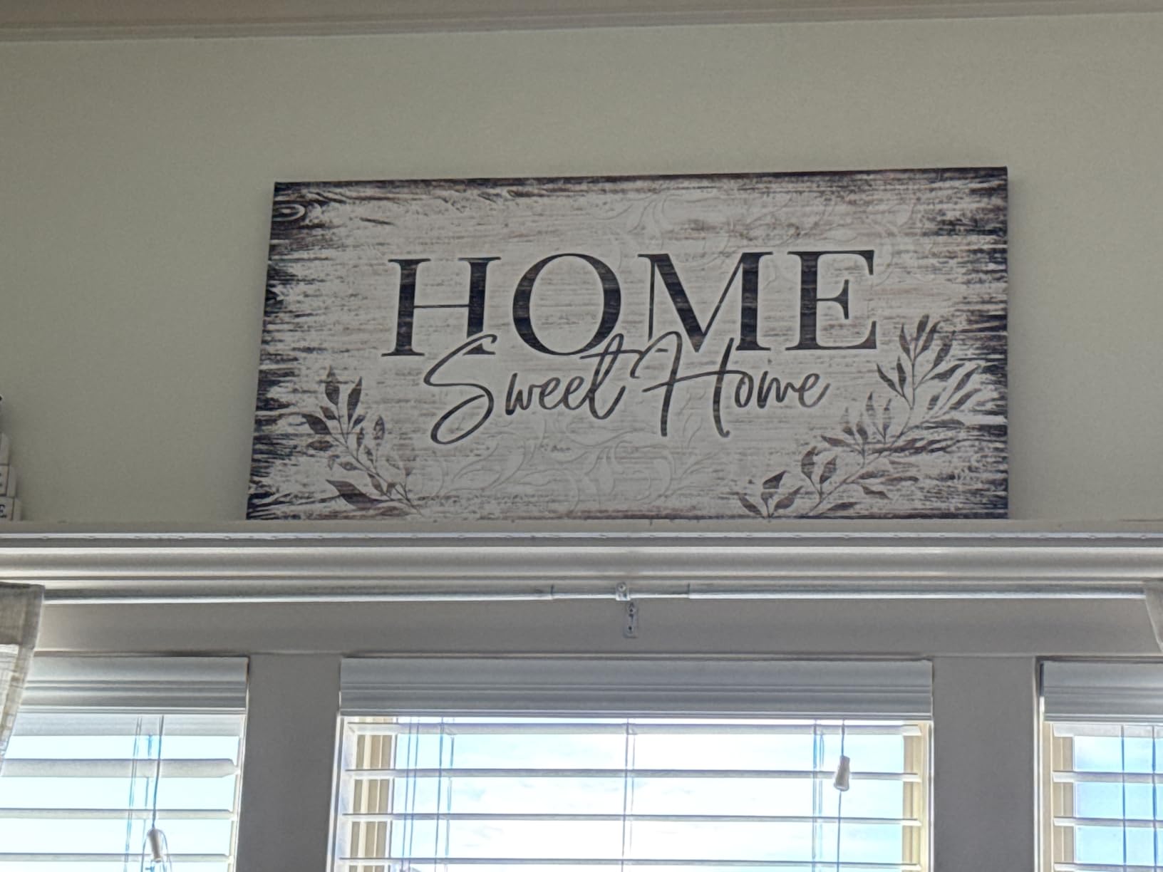 arteWOODS Home Sweet Home Wall Art Sign Large Dark Brown Farmhouse Wall Sign for Living Room Decoration Wooden Board Design Canvas Prints Modern Rustic Artwork Leaf Pictures Wall Decor 20