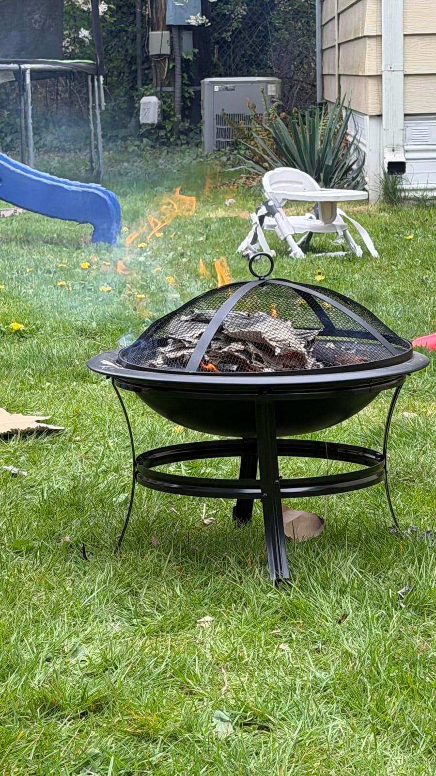 Gas One 22 in Outdoor– Wood Burning Fire Pit with Mesh Lid and Fire Picker – Durable Alloy Steel Fire Pits for Outside – Small Fire Pit for Backyard, Porch, Deck, Camping, BBQ customer photo 2
