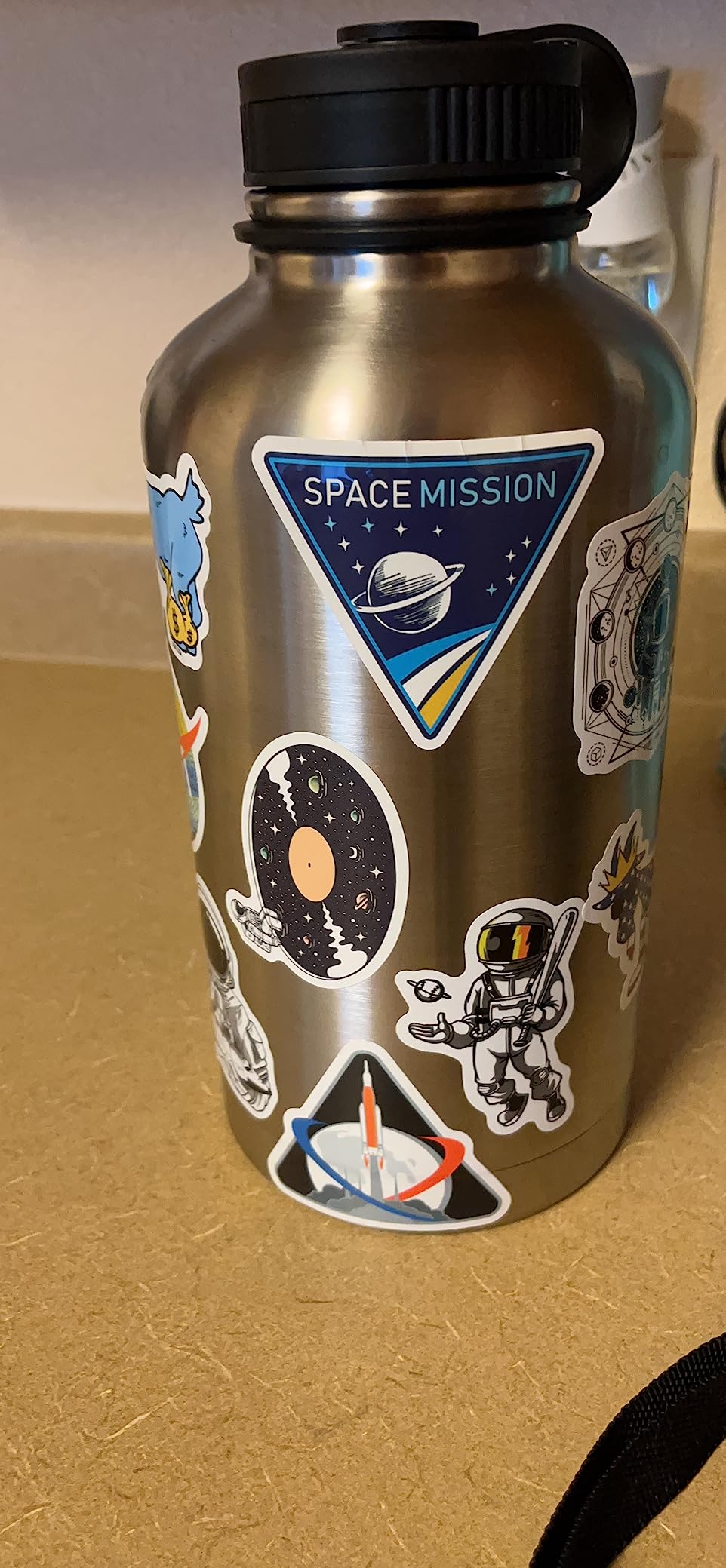 100pcs Space Stickers Pack for Water Bottles, NASA Logo Astronaut Vinyl Sticker for Hydroflask Helmet Laptop Skateboard, Waterproof Decals Gifts for Kids Teens Boys Adults customer photo 1