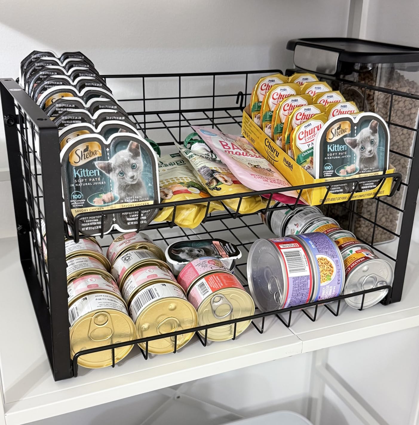 JKsmart 2-Tier Stackable Can Rack Organizer for Pantry, Adjustable Can Dispenser Holds Up to 60 Cans, Can Storage Holder for Various Ounces of Canned Food Soda Drinks, Black, 2 Pack customer photo 1