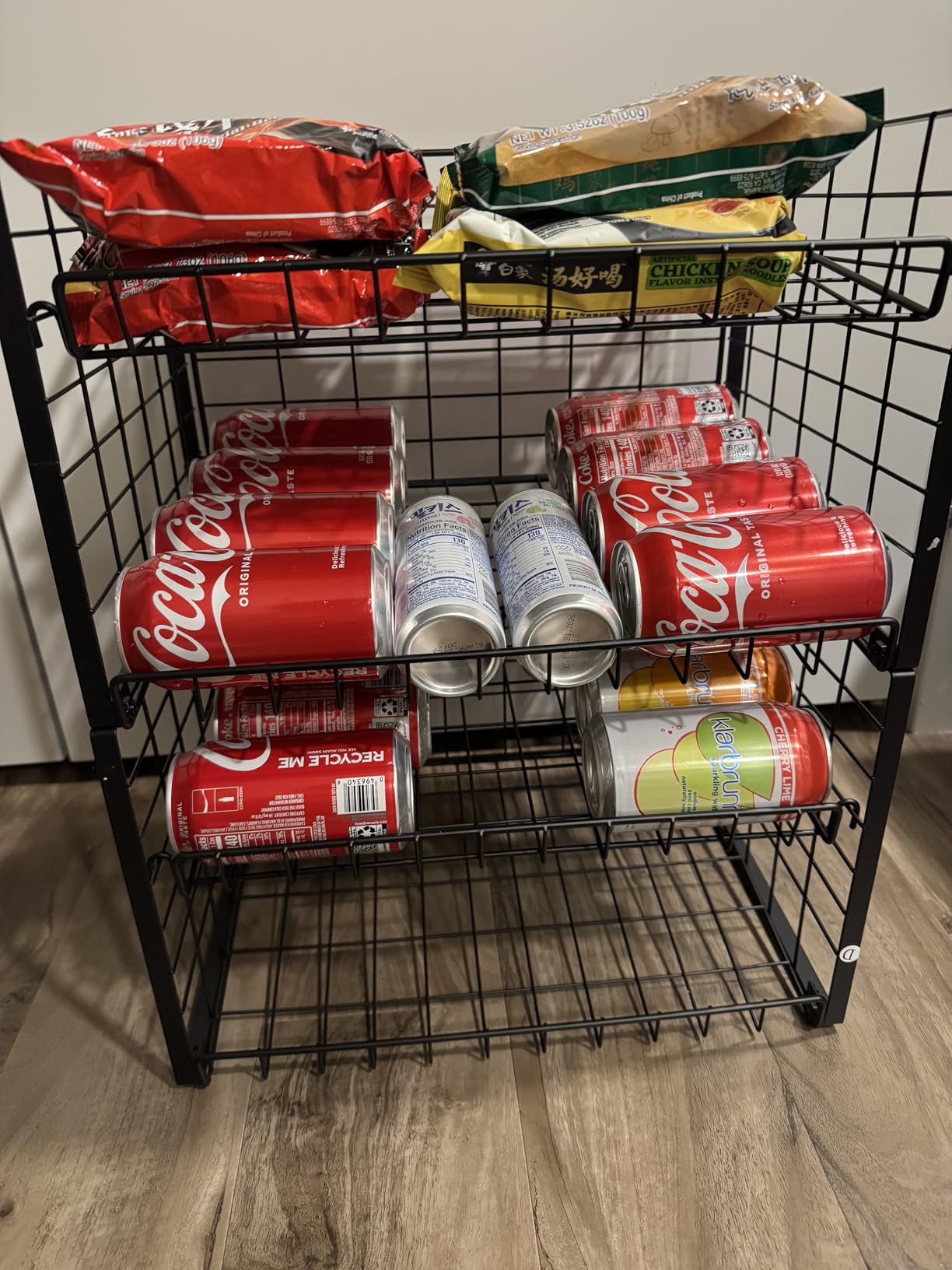 JKsmart 2-Tier Stackable Can Rack Organizer for Pantry, Adjustable Can Dispenser Holds Up to 60 Cans, Can Storage Holder for Various Ounces of Canned Food Soda Drinks, Black, 2 Pack customer photo 2