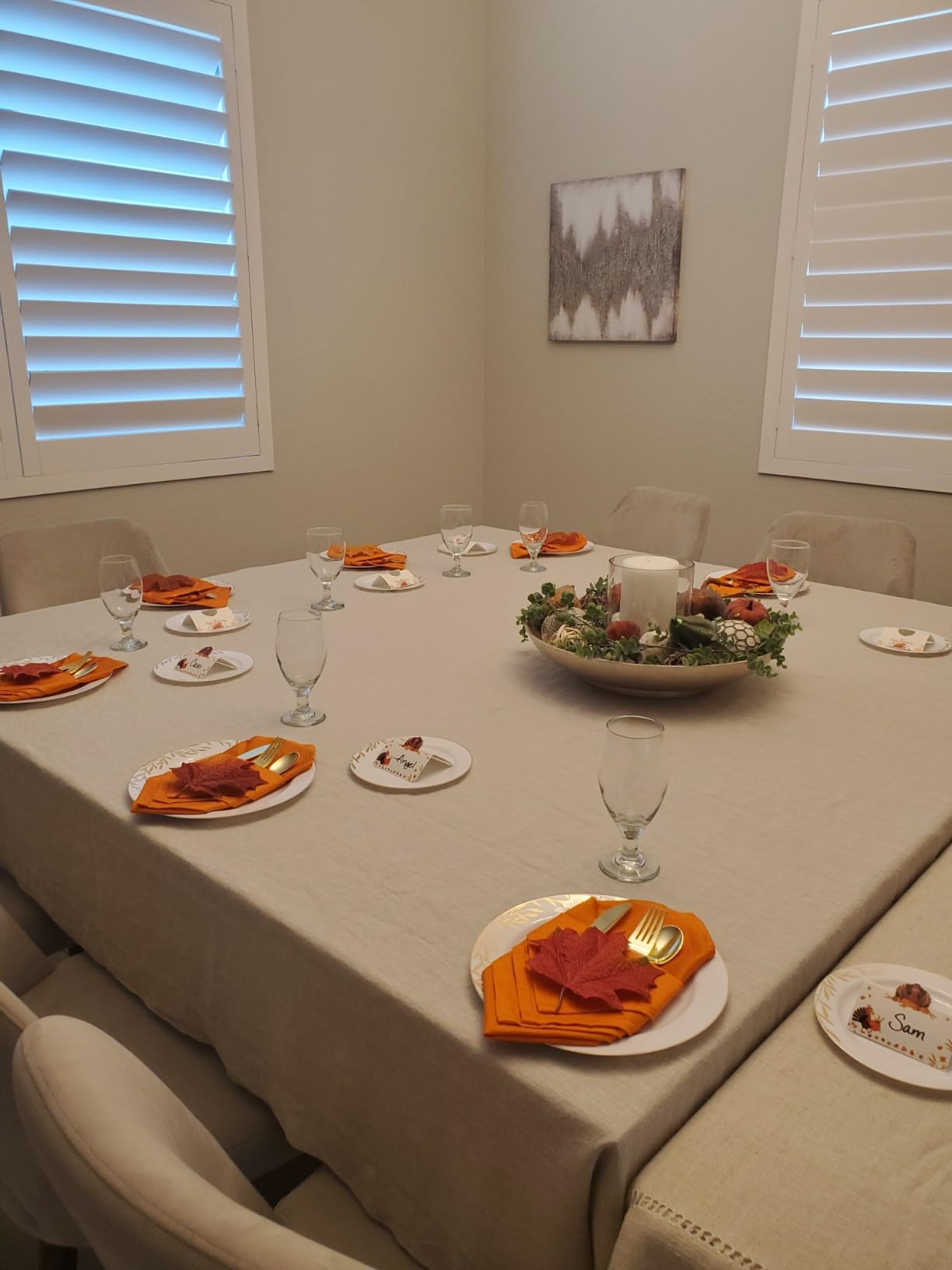 Linen World Linen Tablecloth,100% French Linen Natural Tablecloth 120