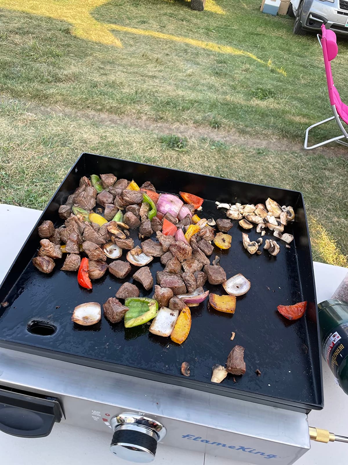 Flame King Flat Top Portable Propane Cast Iron Grill Griddle Tabletop for Outdoor Camping, Tailgating, Outdoor Cooking customer photo 2