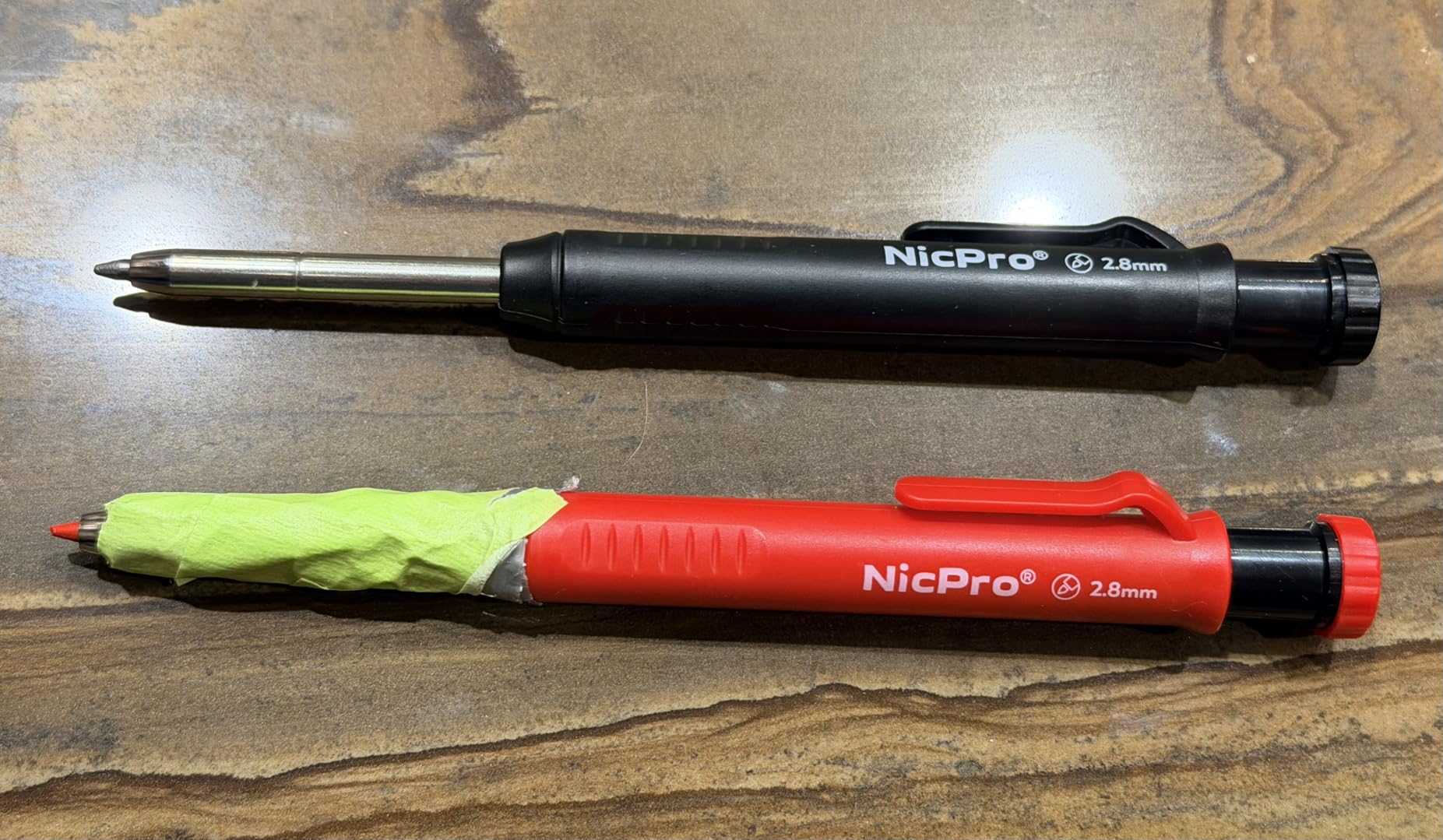 Nicpro Carpenter Pencil with Sharpener, Mechanical Pencil Set with 26Refill | Deep Hole Marker for Construction, Heavy Duty Woodworking Tools for Architect, (Black, Red) - With Case customer photo 2