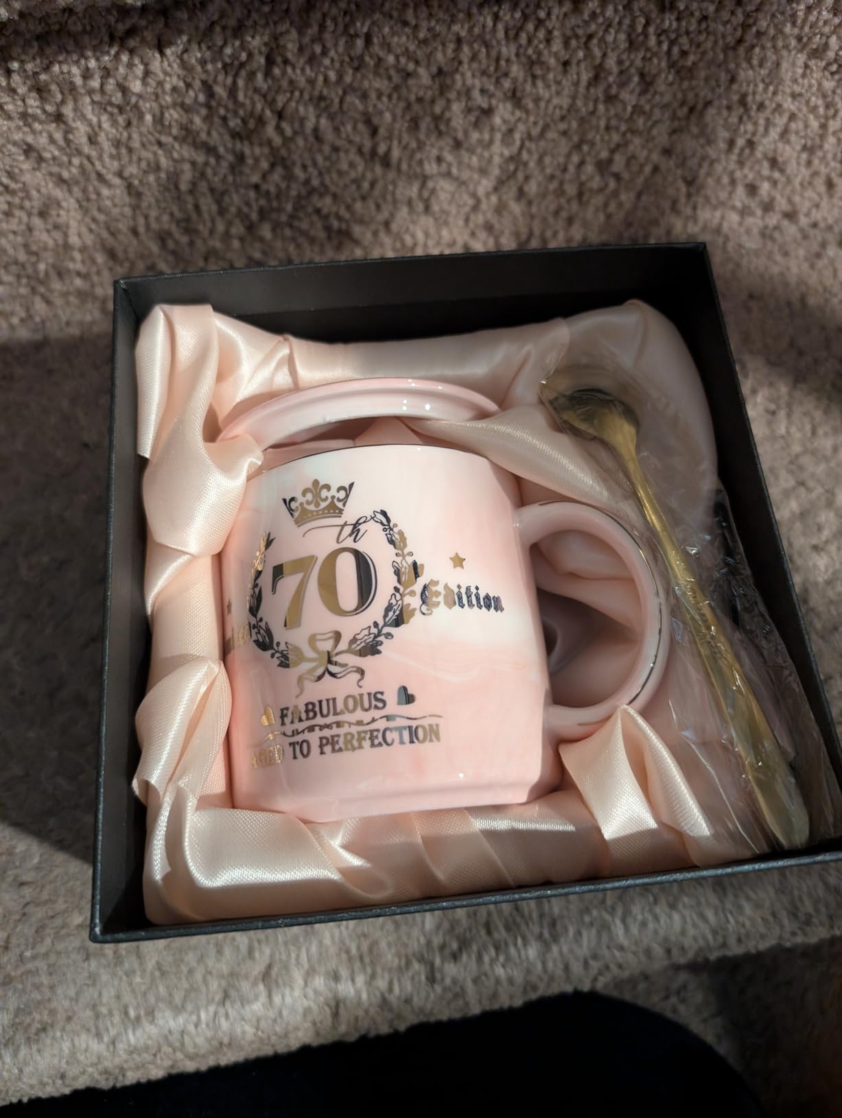 Biching 70th Birthday Gifts for Women - Aged to Perfection Coffee Mug customer photo 2