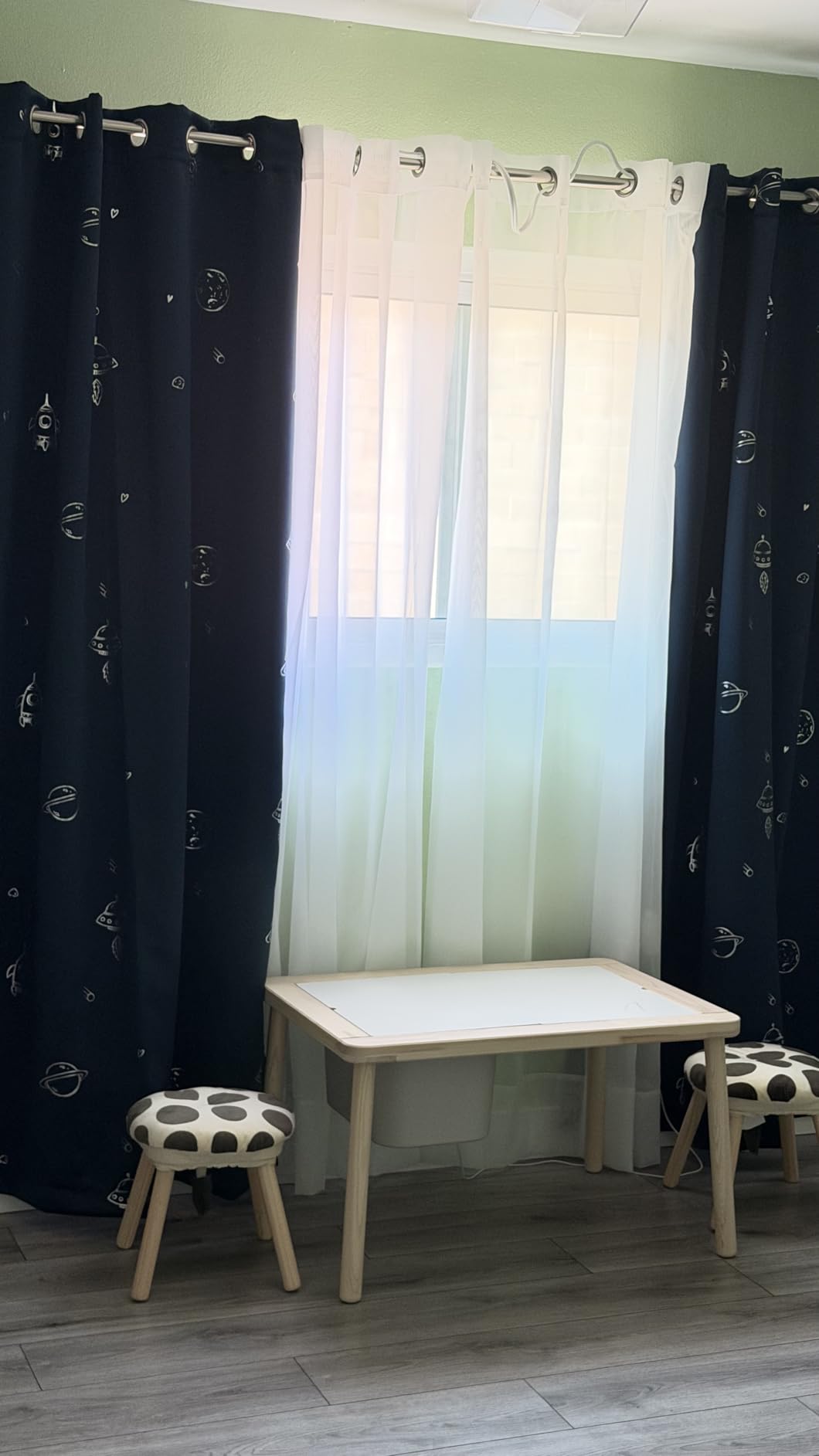 Vangao Grey Blackout Kids Curtains for Boys Space Theme 63 Inches 2 Panels customer photo 2