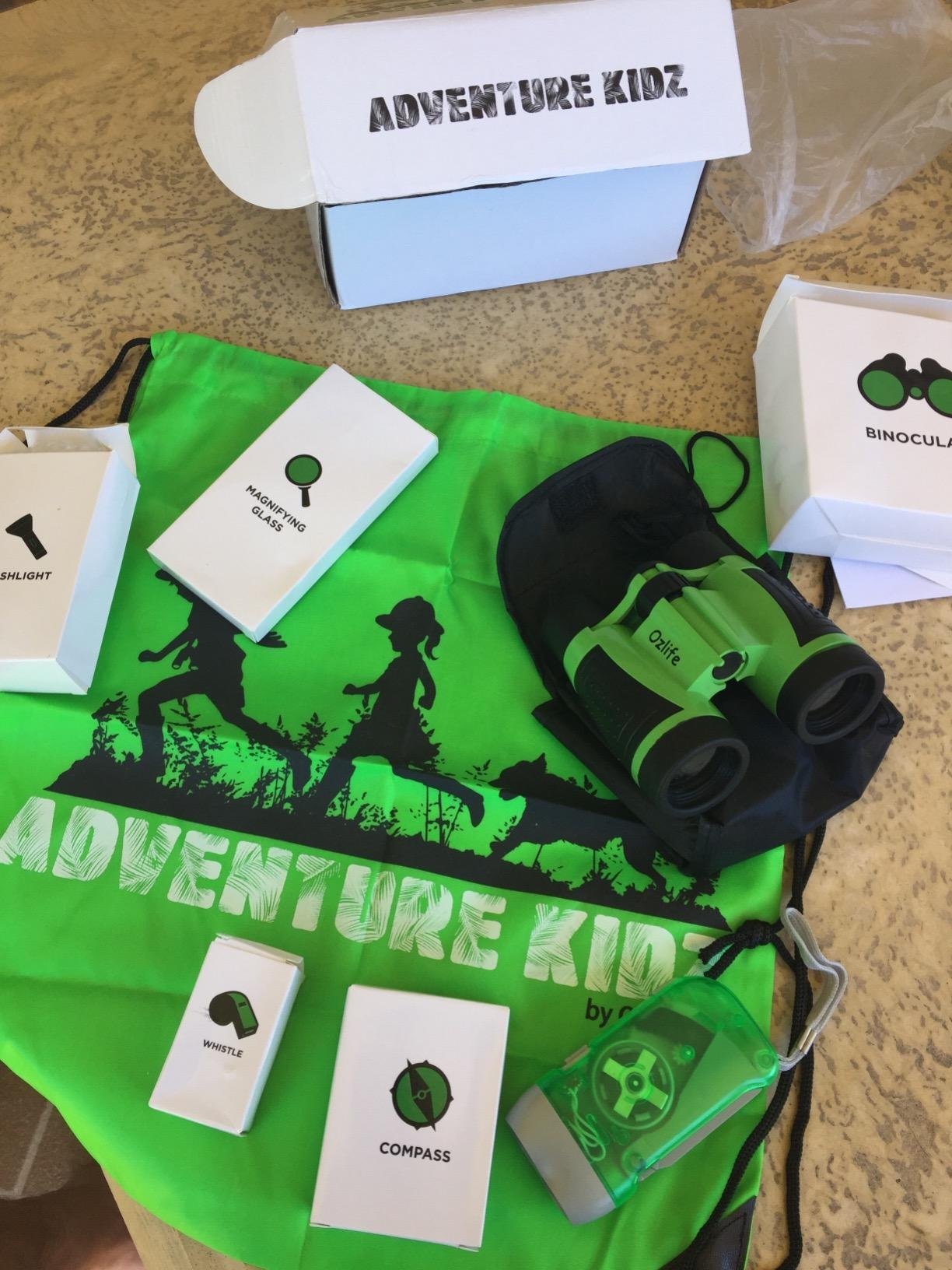 Adventure Kidz - Outdoor Exploration Kit, Children’s Toy Binoculars, Torch, Compass, Whistle, Magnifying Glass, Backpack. Great Kids Gift Set for Camping, Hiking, Educational and Pretend Play. customer photo 2